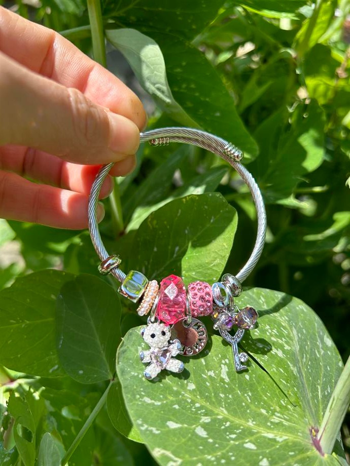 Pink teddy bear Pandora Charm bracelet