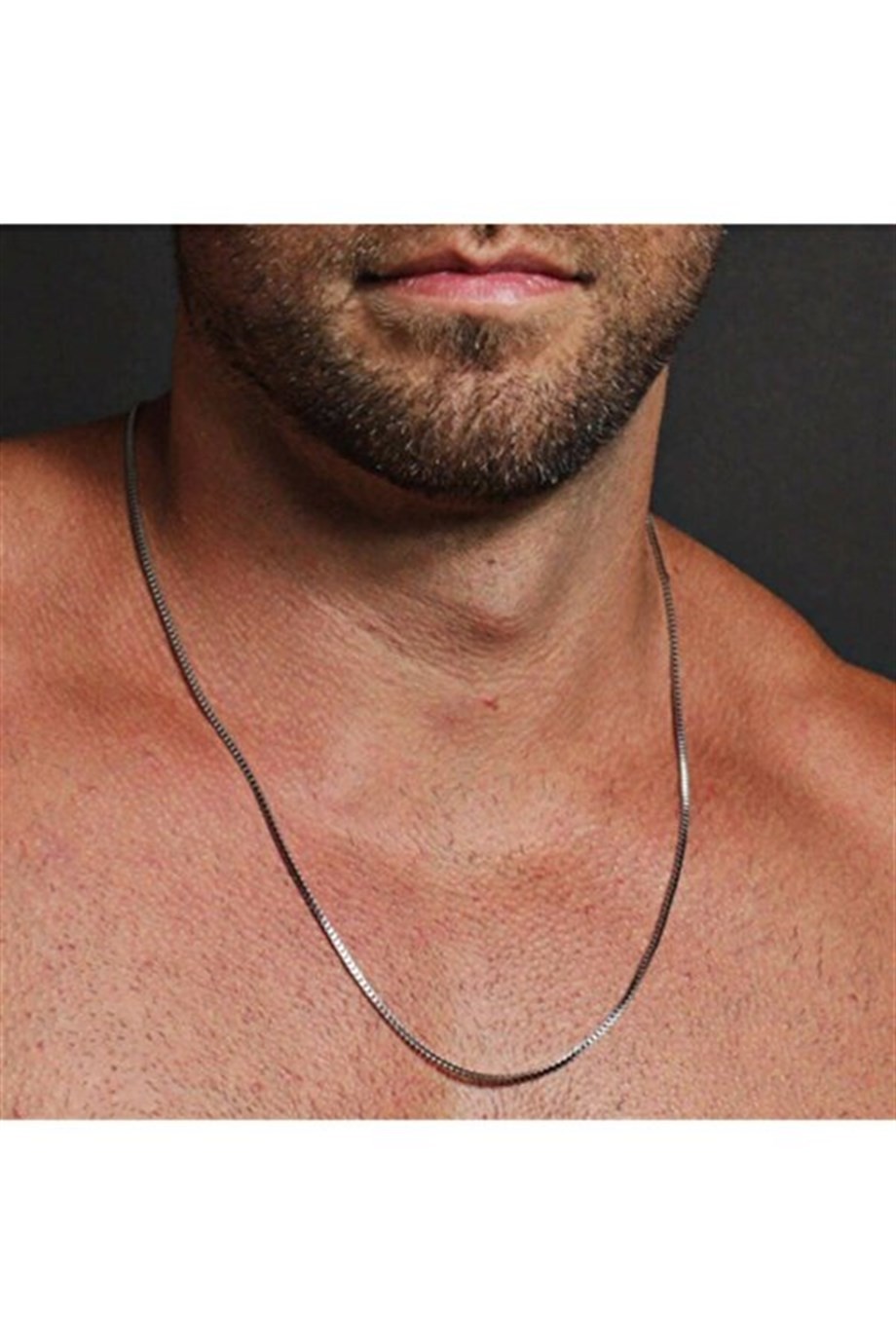 Men's Silver Color Cube Chain Necklace 60cm