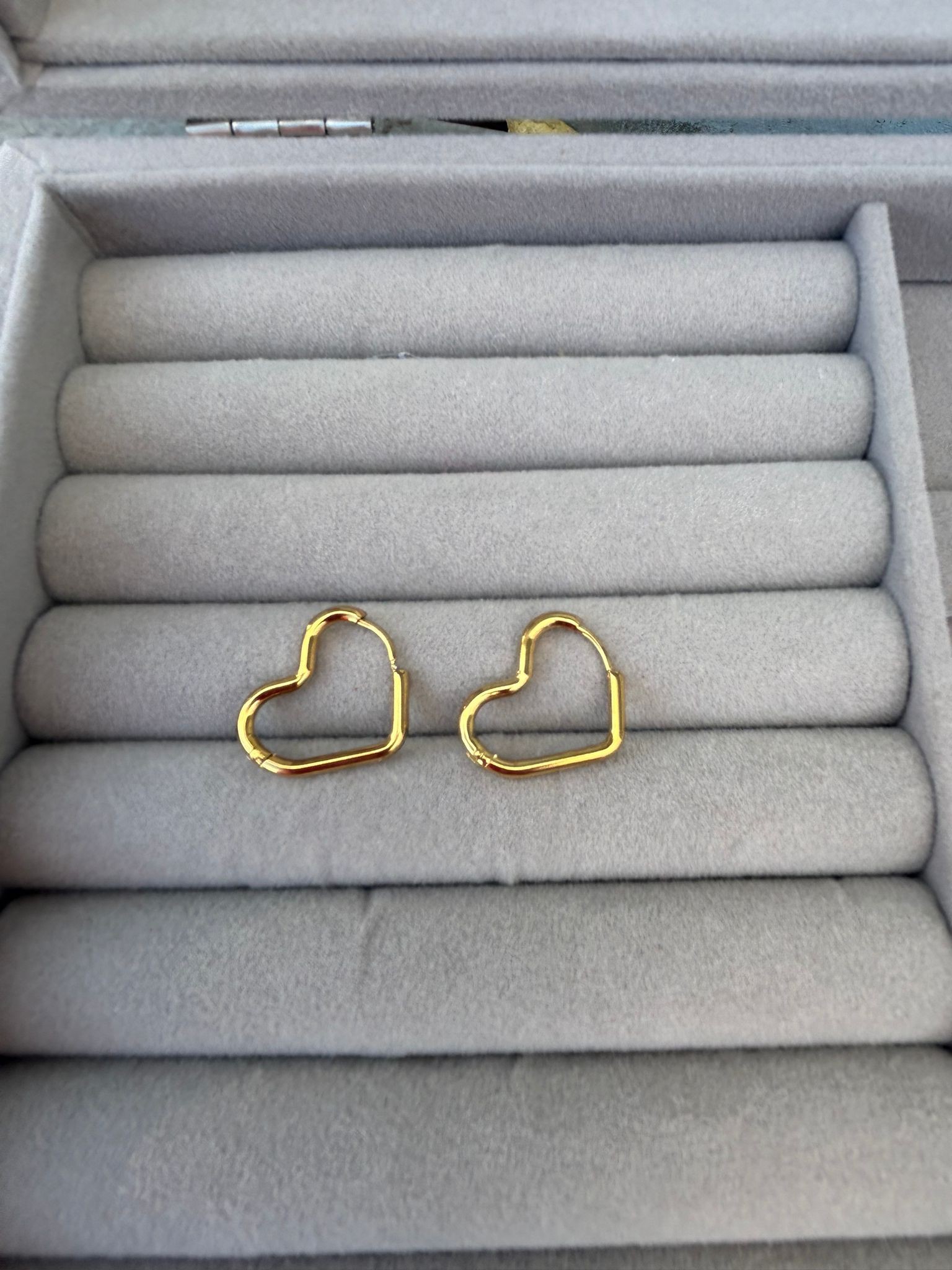 Steel Gold Heart Earrings