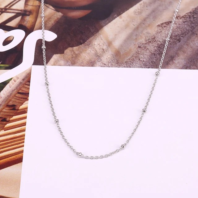Steel Silver Color Ball Chain Necklace