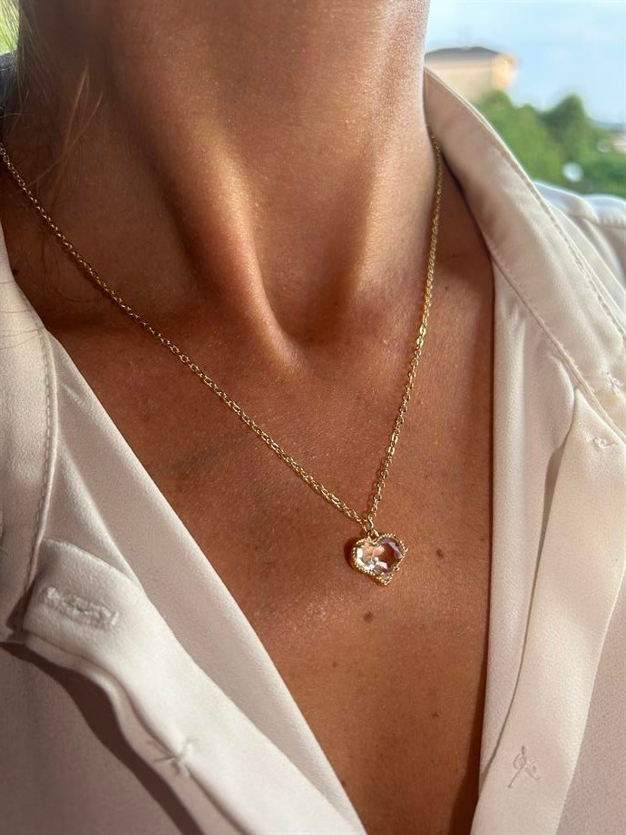 Female Transparent Heart Necklace