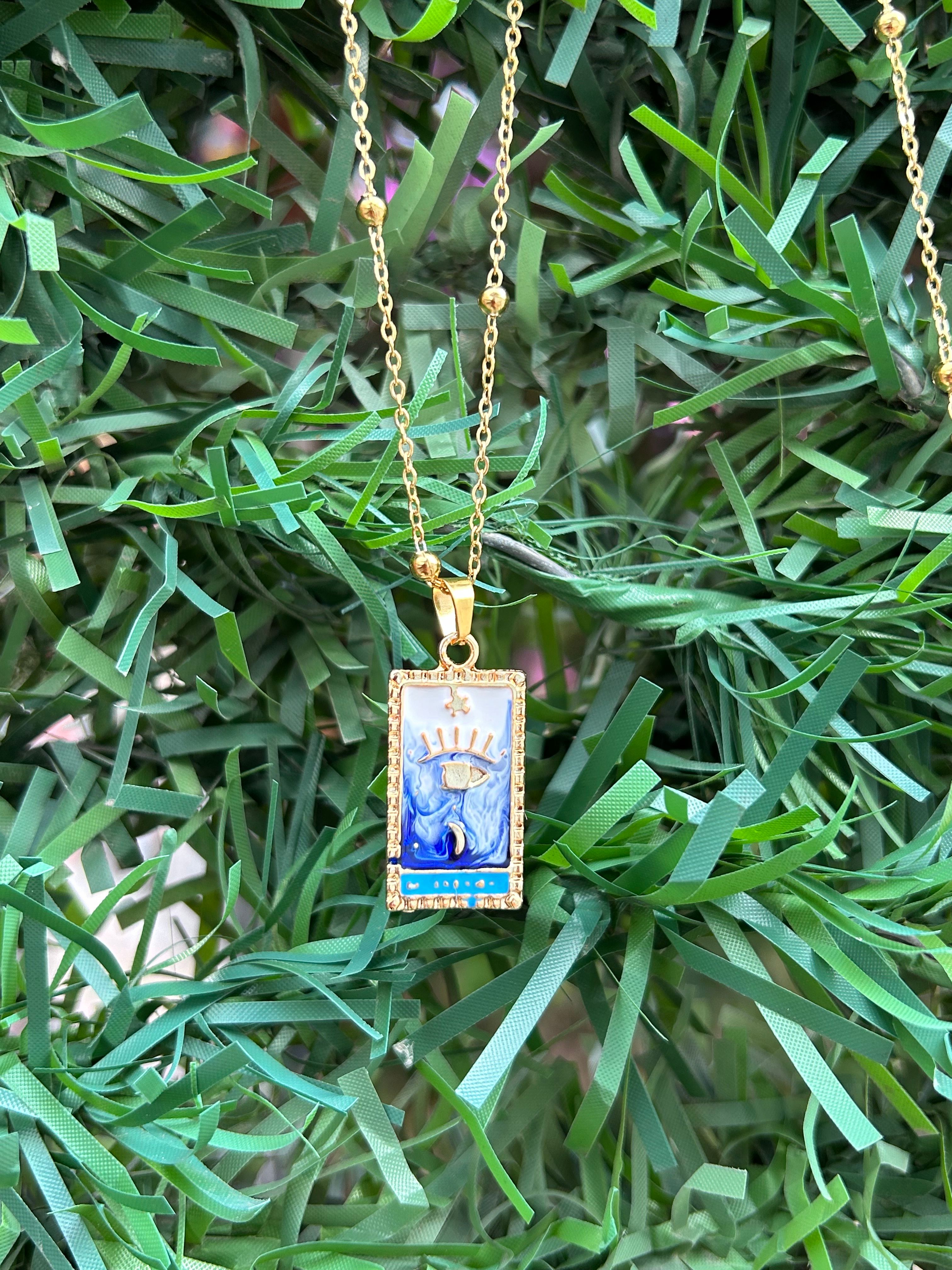 Çelik Tarot Kolye - mavi göz