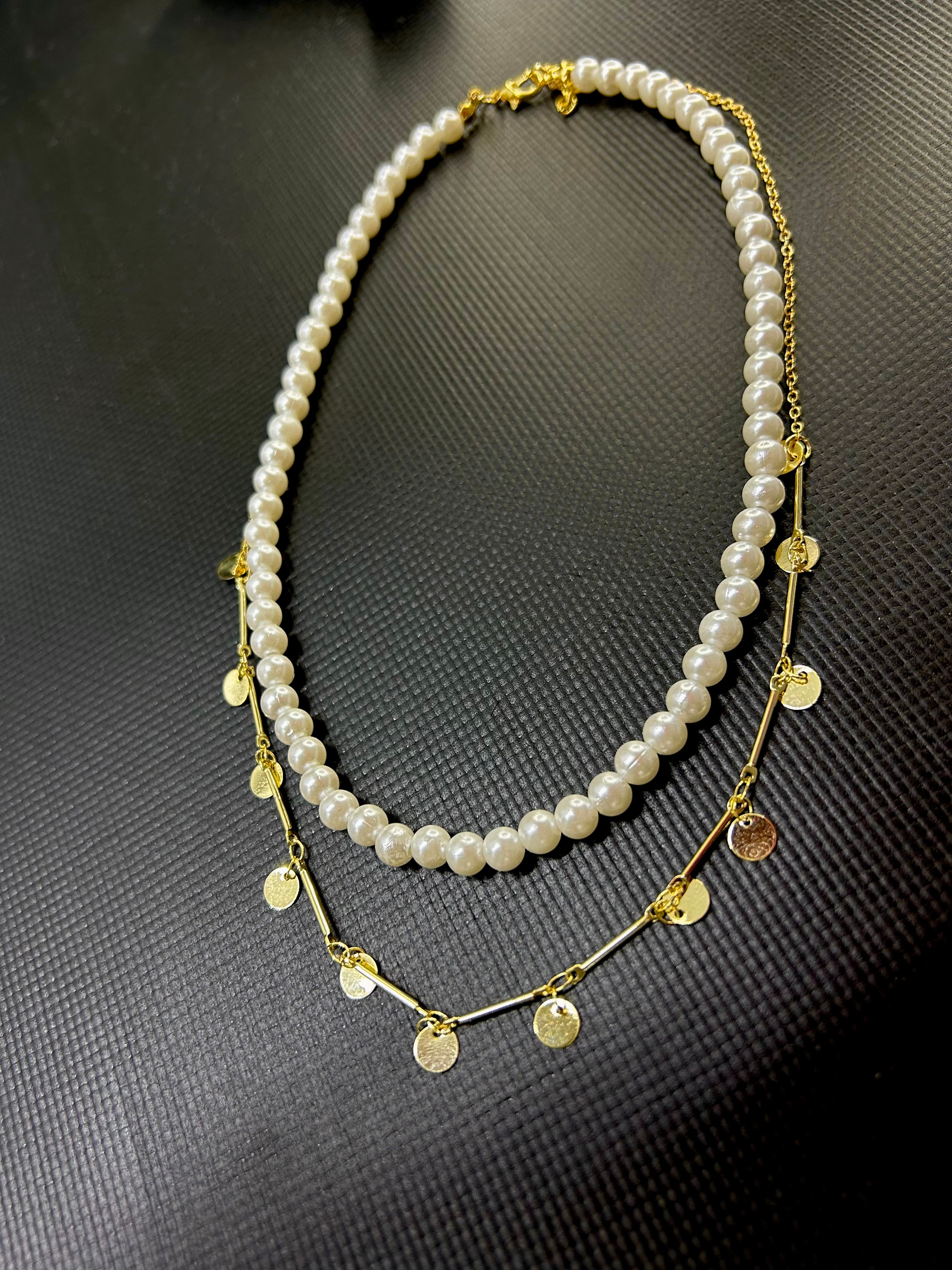 Vip Pearl Sequin Chain Necklace