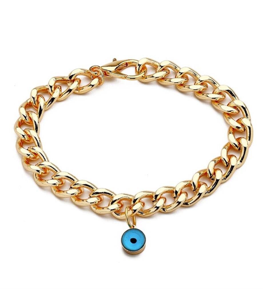 Gold Chain Evil Eye Bead Bracelet