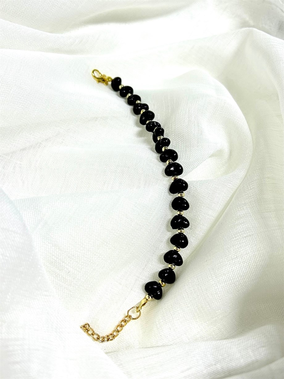 Female Black Color Baroque Pearl Vip Bracelet