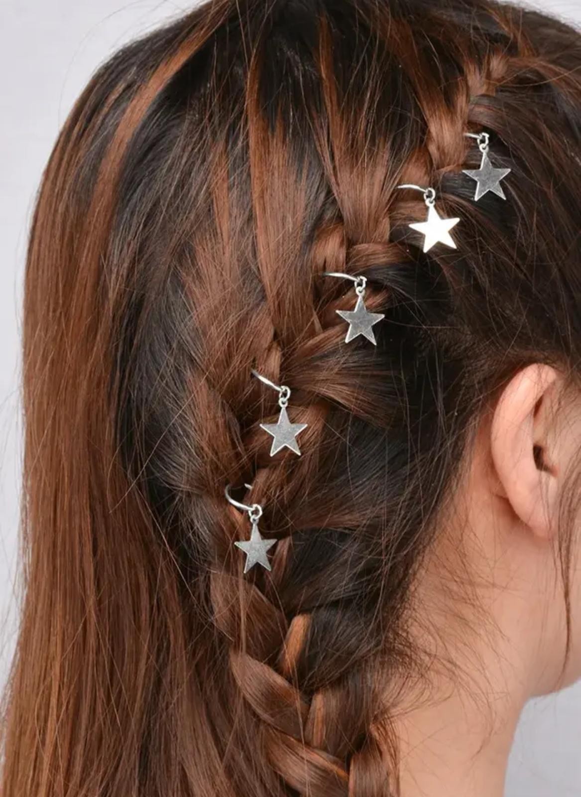 Silver Color Star Hair Earring Hair Piercing