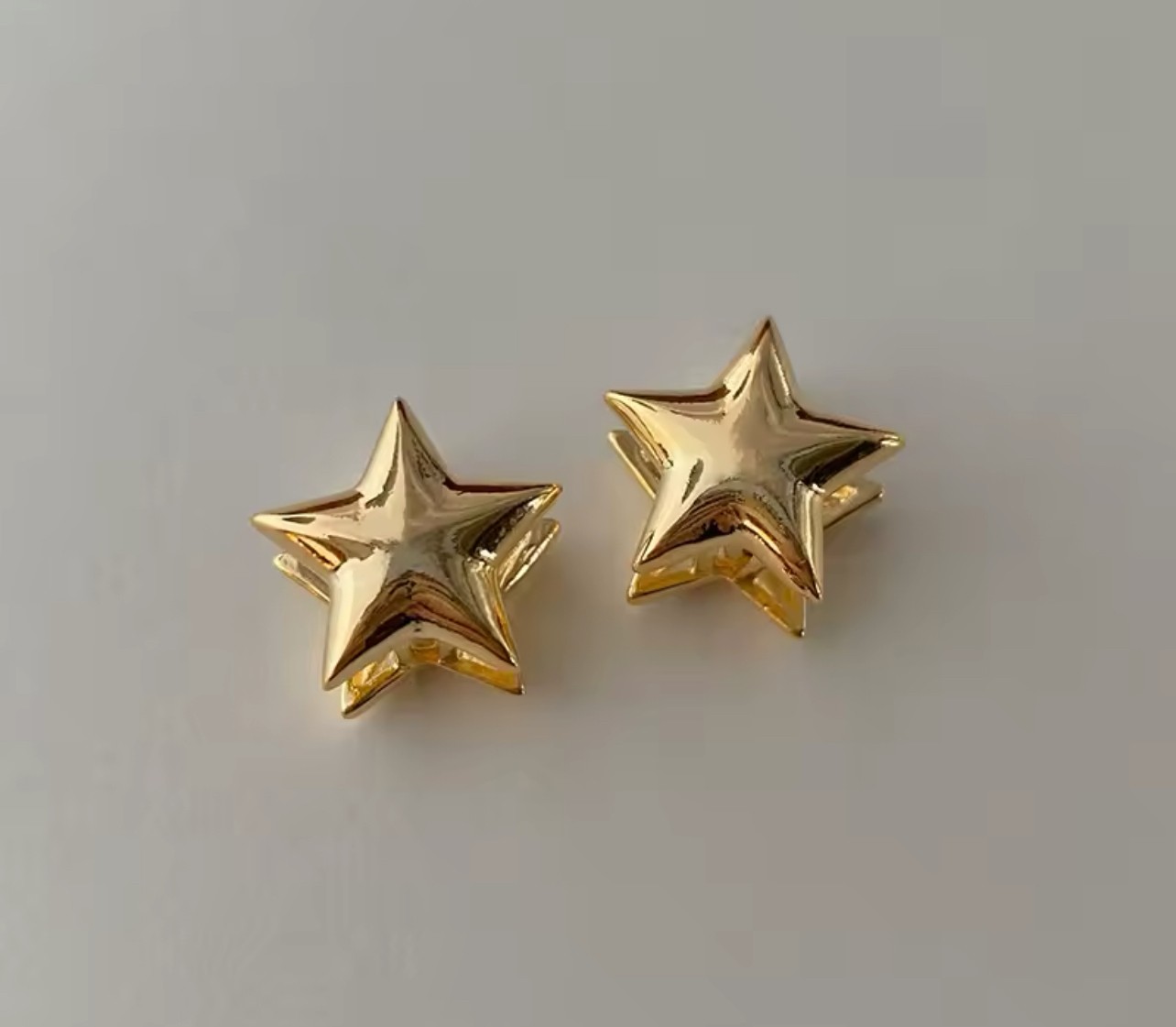 Gold Çift Taraf Yıldız Küpe