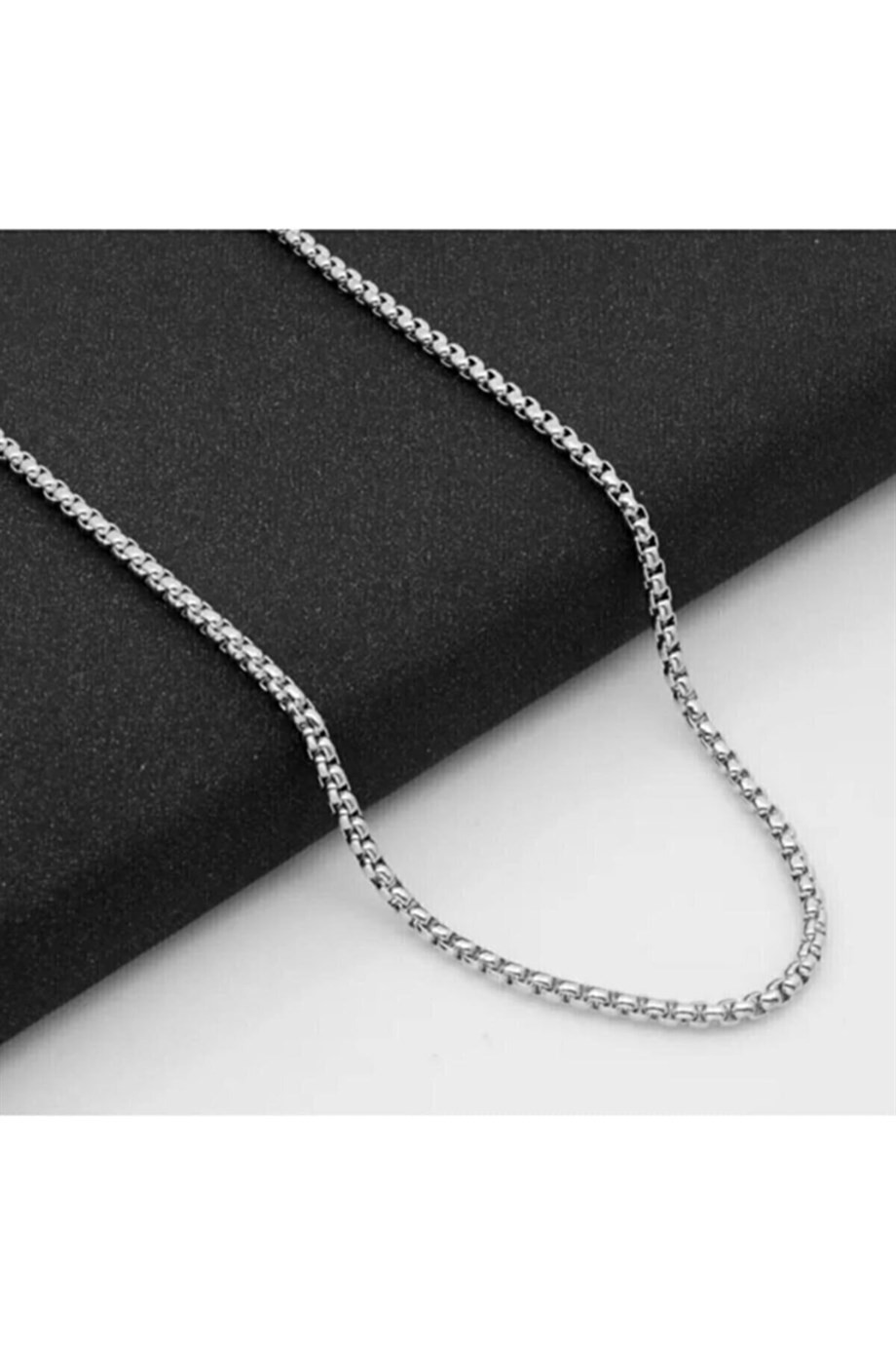 Men's gray knitted model chain necklace 60 cm