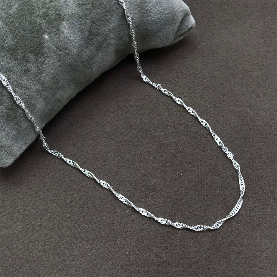 Unisex Silver Singapore Chain Necklace 45 Cmunisex Silver Color Singapore Chain Necklace 45 cm