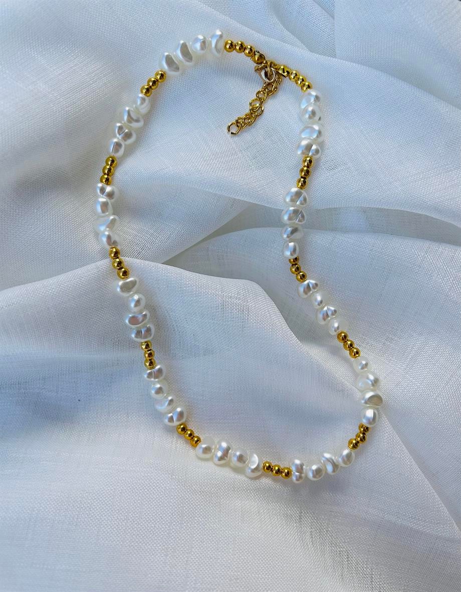 WOMEN GOLD BALL BEADED RECORD BAROK GOOK NECKLACE