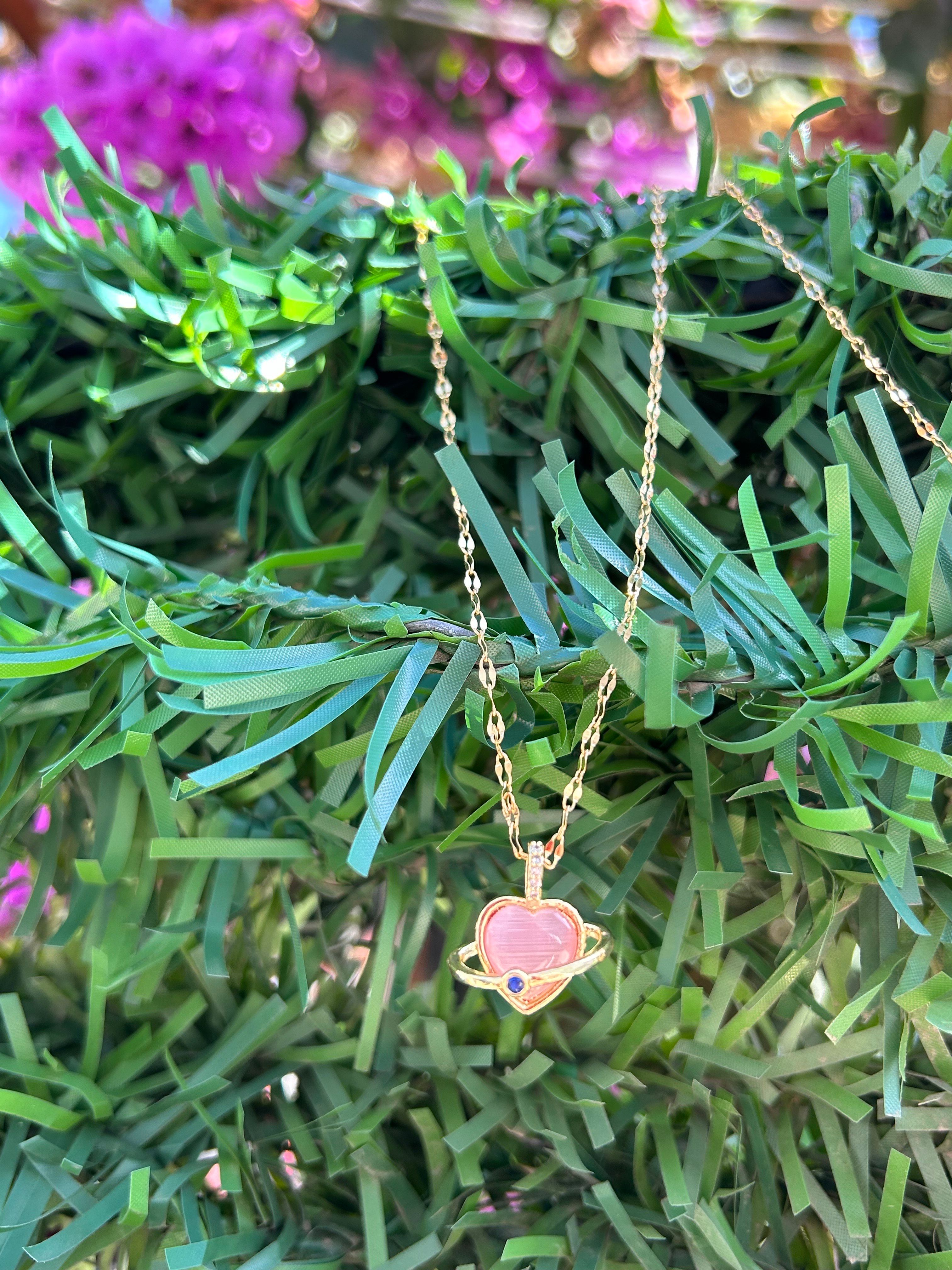 Çelik Pembe Kalbin Dünyam Kolye