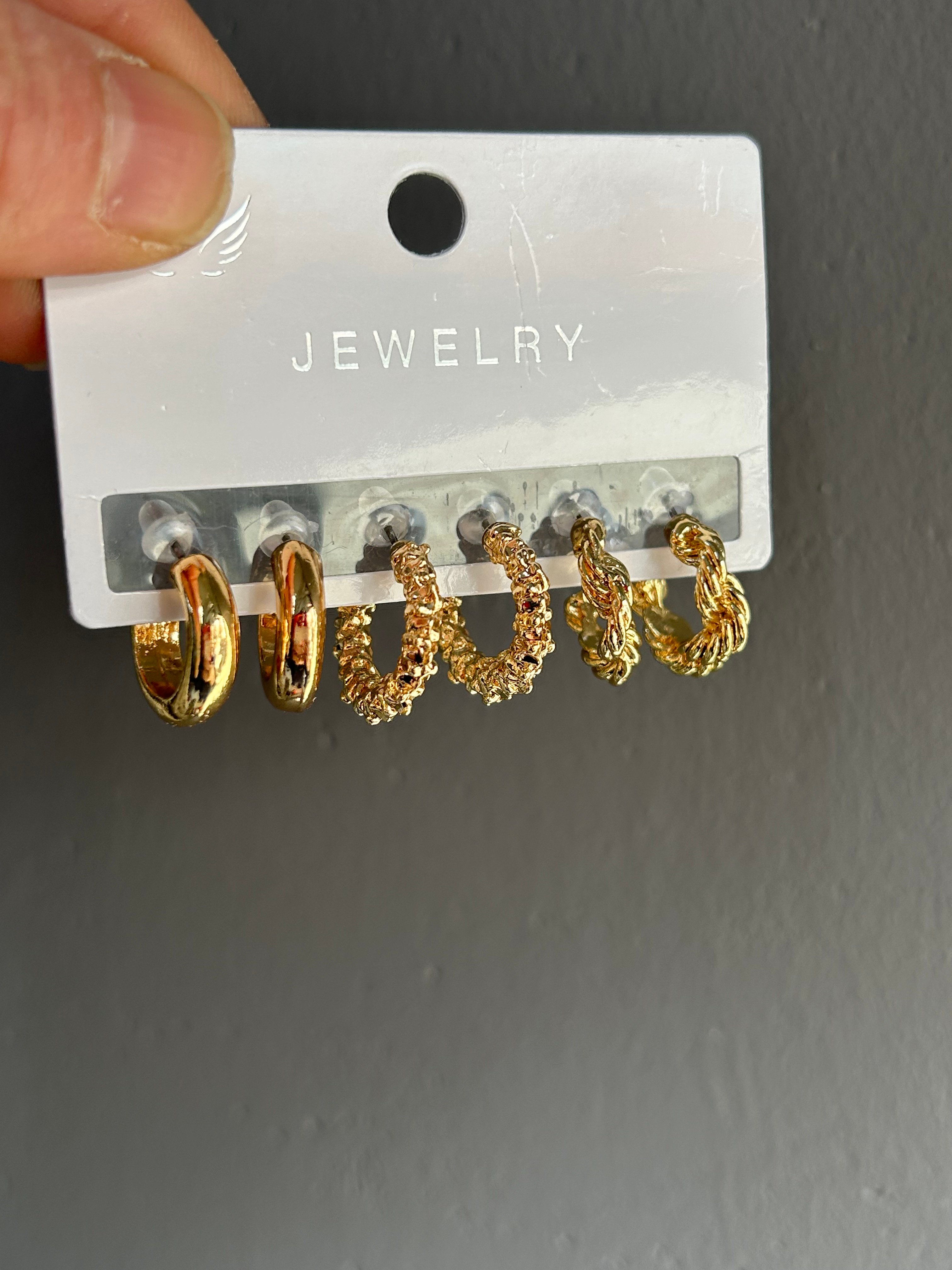 Gold 3 lü Küpe Seti