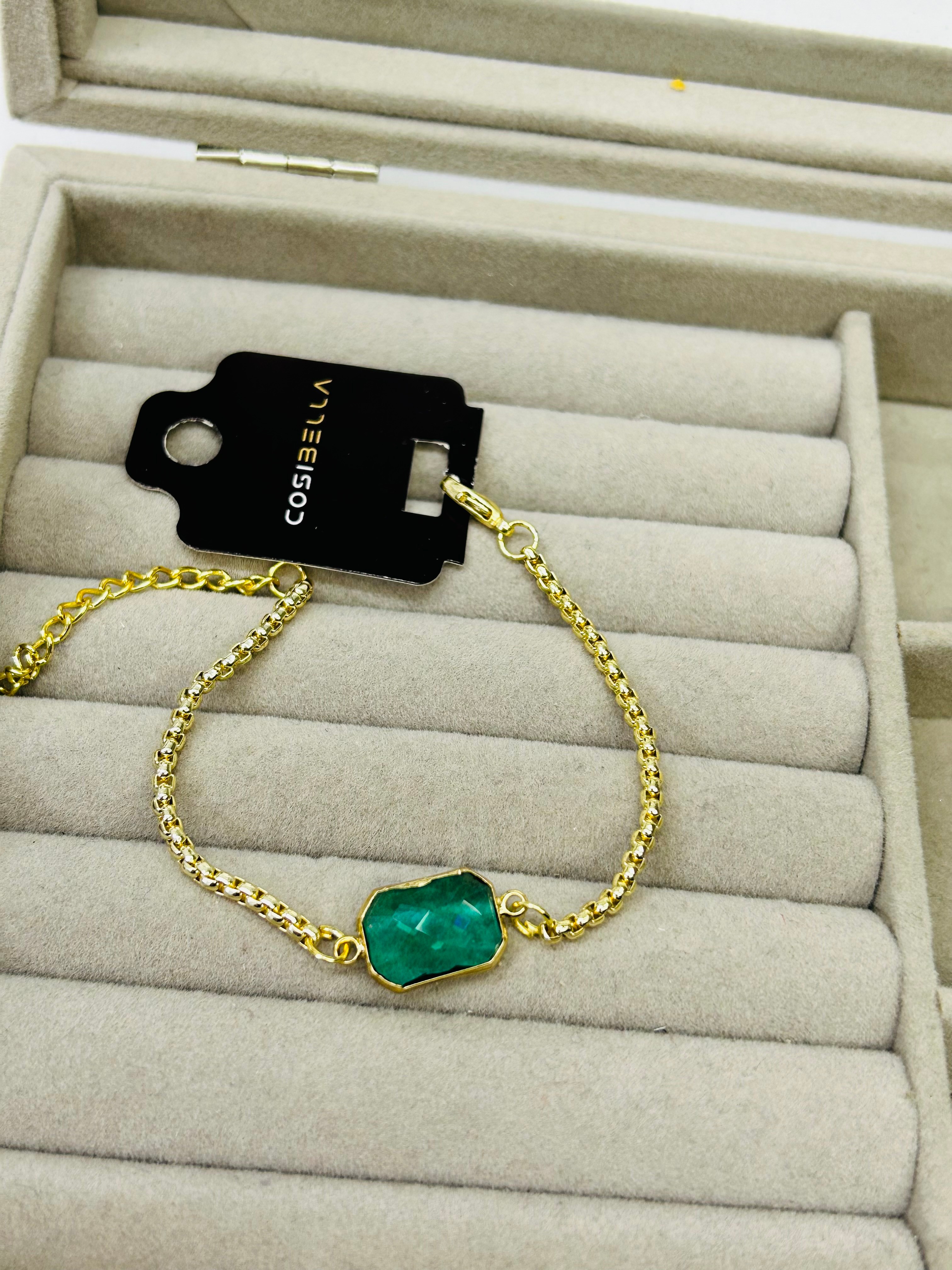 Women's Green Glass Bead Bracelet