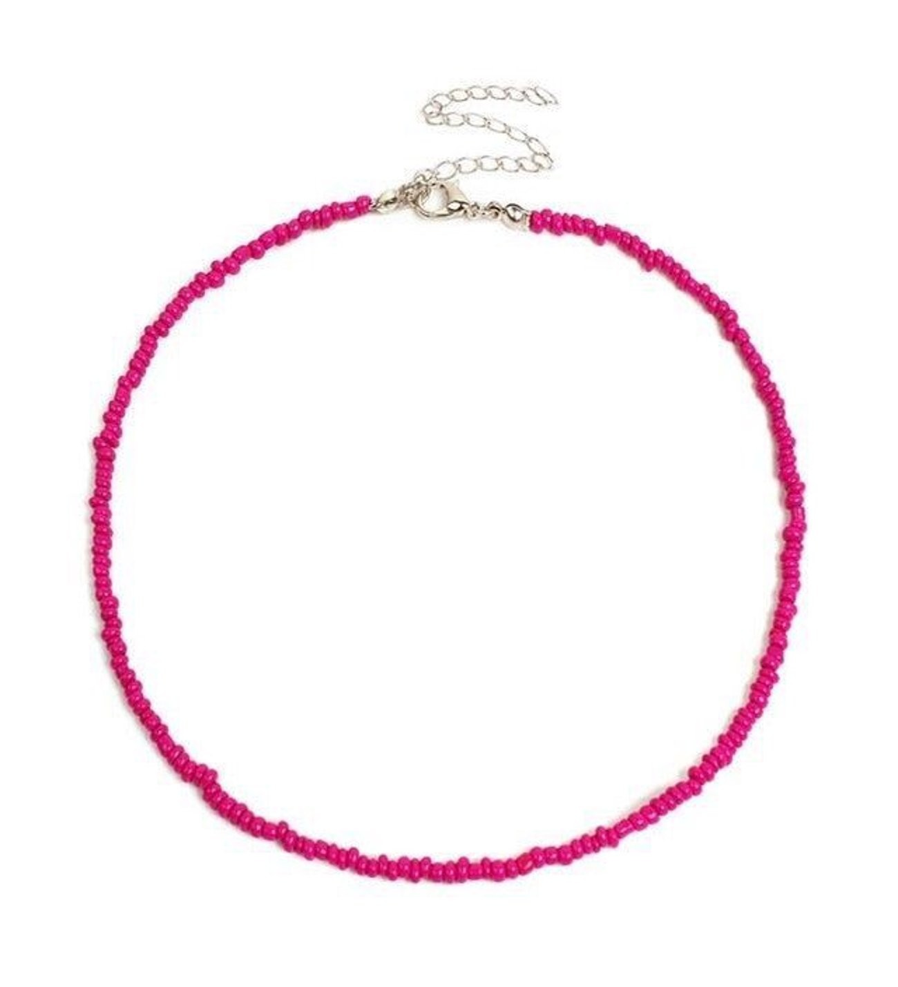 Fuchsia color bead necklace