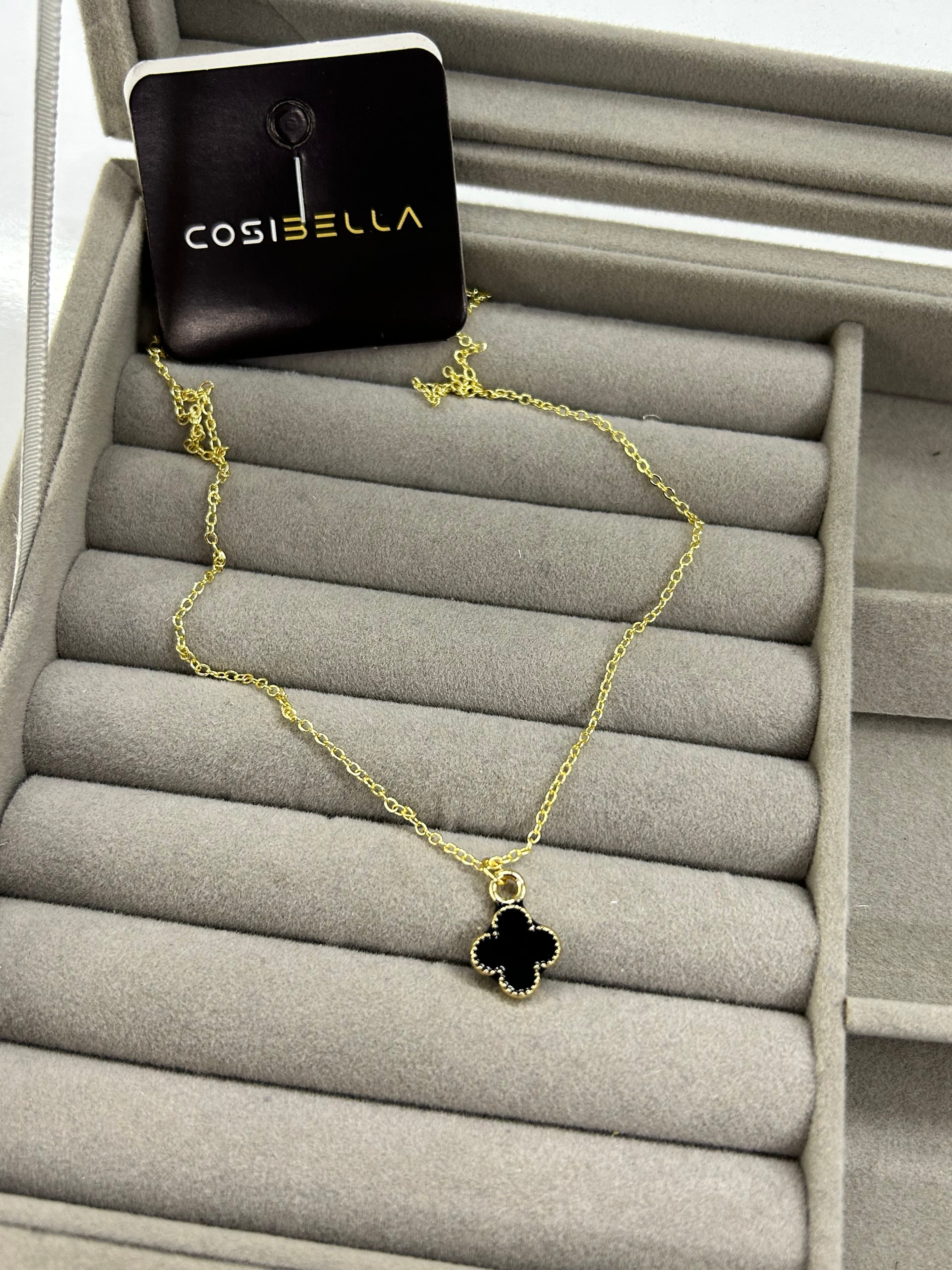 Minimal Black Clover Necklace