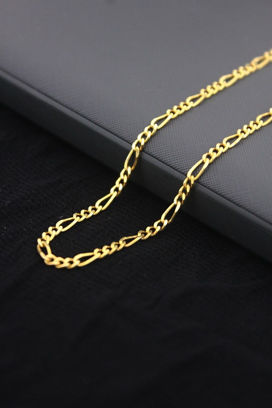 Men's Gold Color Sequential Barley Chain Necklace 60 cm
