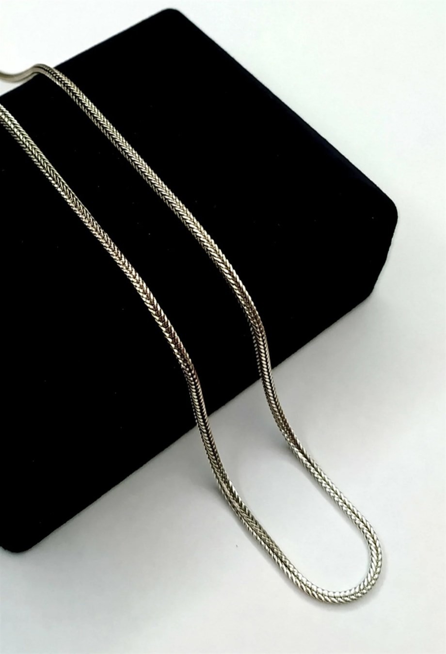 Men's Italian Oxide Fox Tail Chain Necklace 60 cm