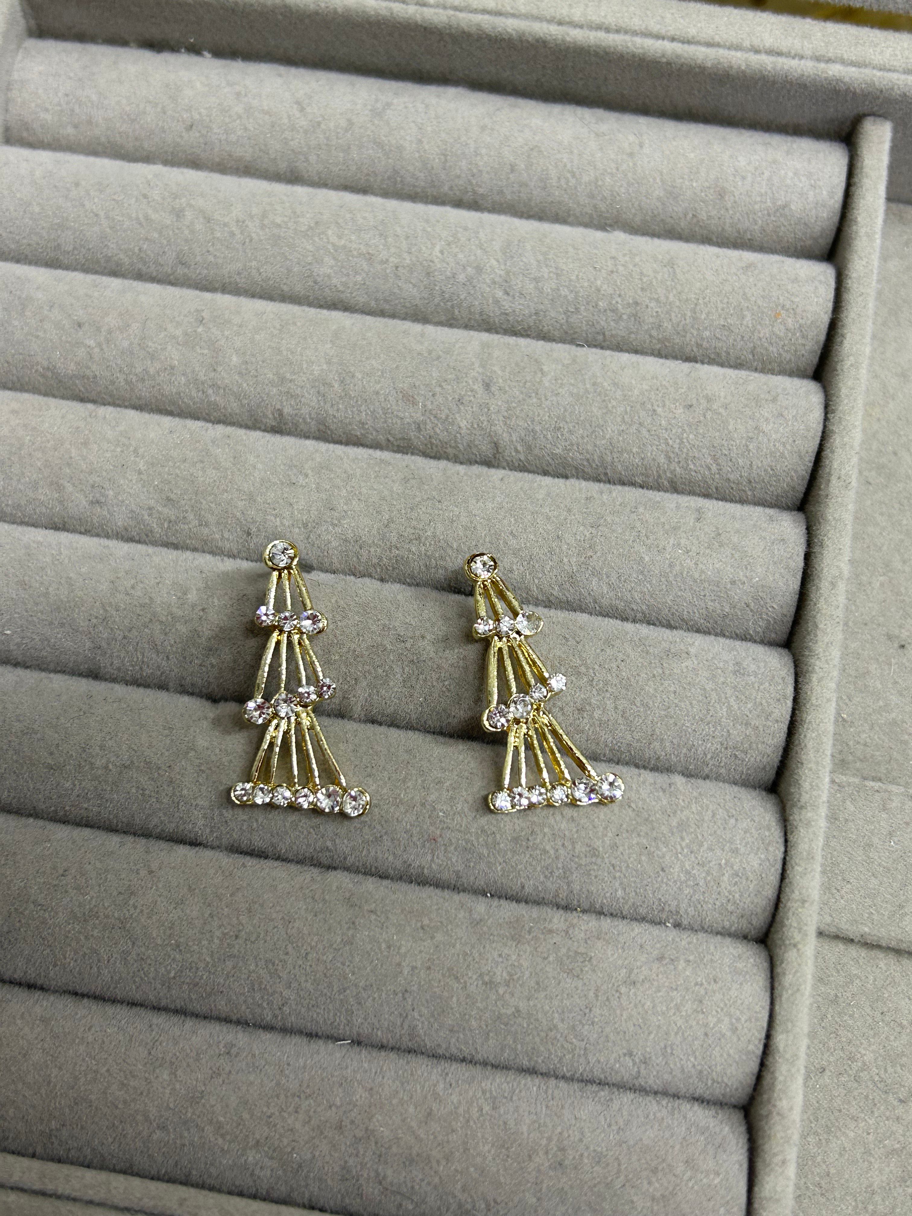 Gold Taşlı Balerin Küpe