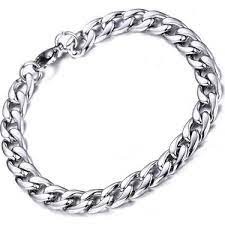 Men's silver color barley thick bracelet