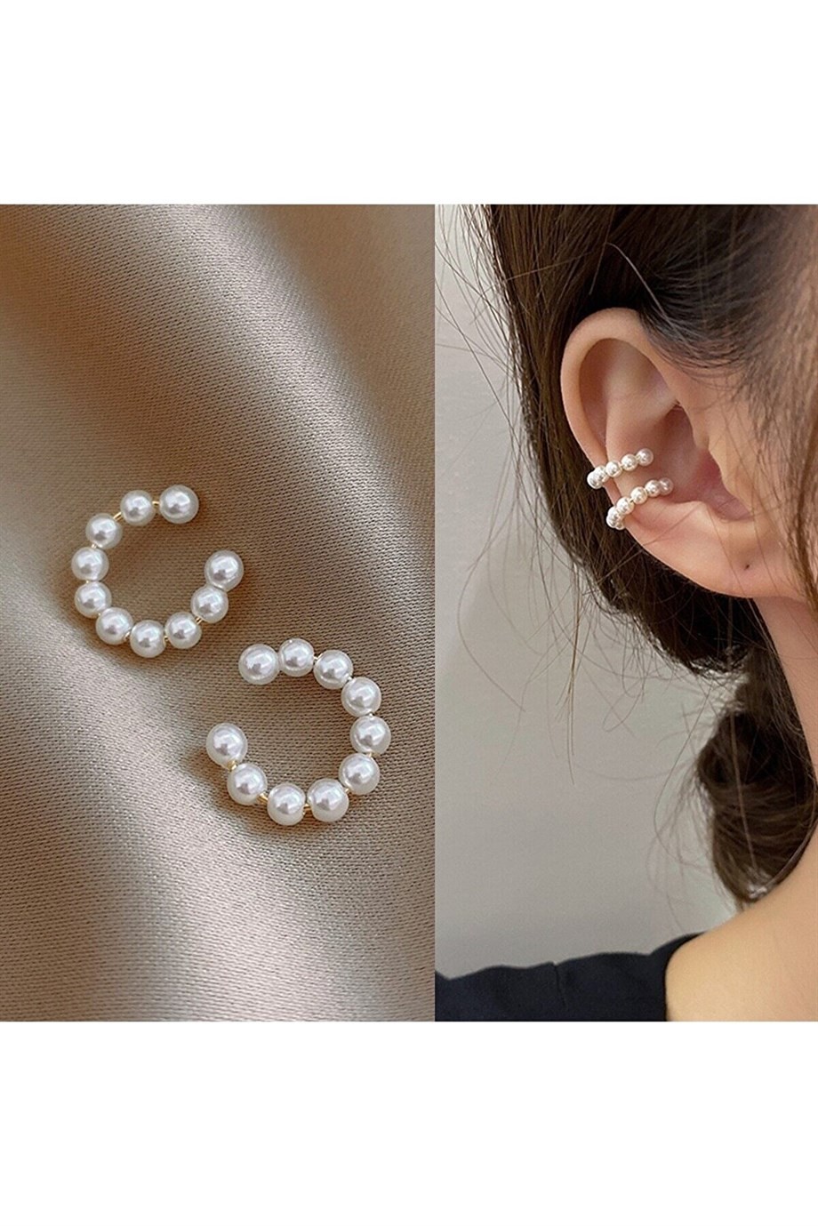 Female pearl cartilage earrings