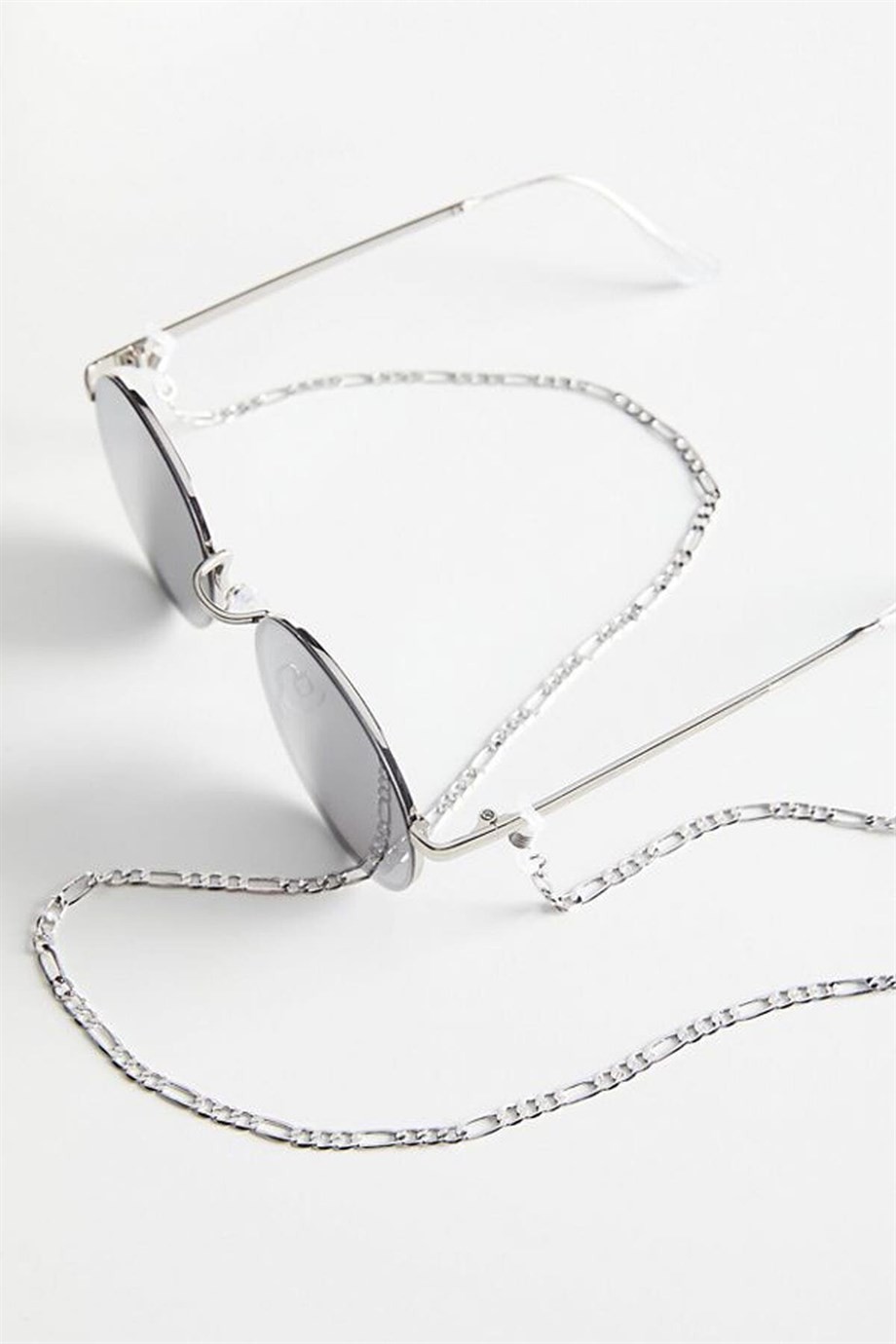 Unisex Figaro model silver color glasses chain glasses rope
