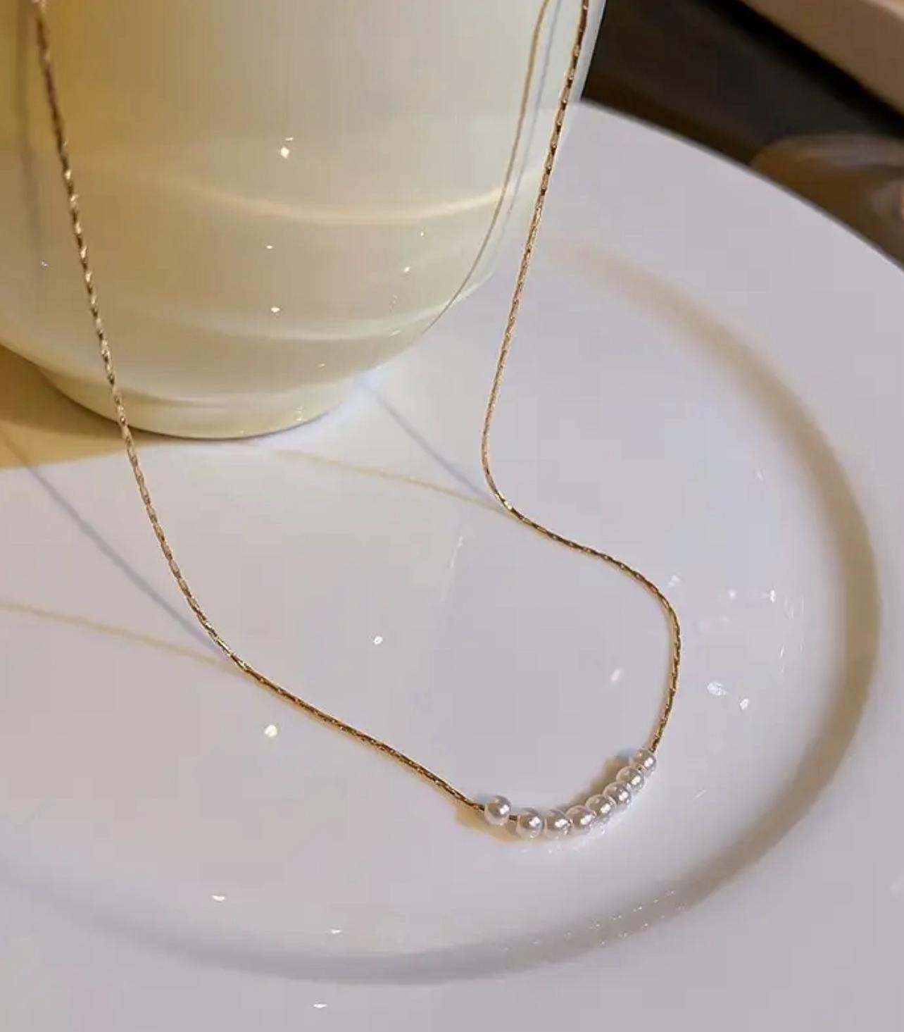 Gold Pearl Snake Necklace