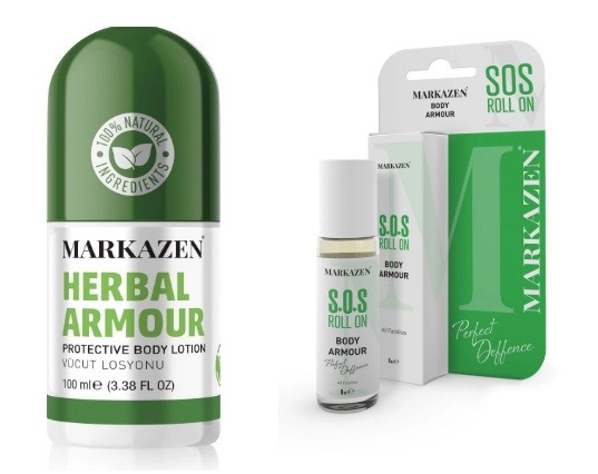 MARKAZEN %100 BITKISEL VUCUT KORUYUCU 100 ML VE SOS %100 BITKISEL ROLL ON 8 ML 2'LI SET