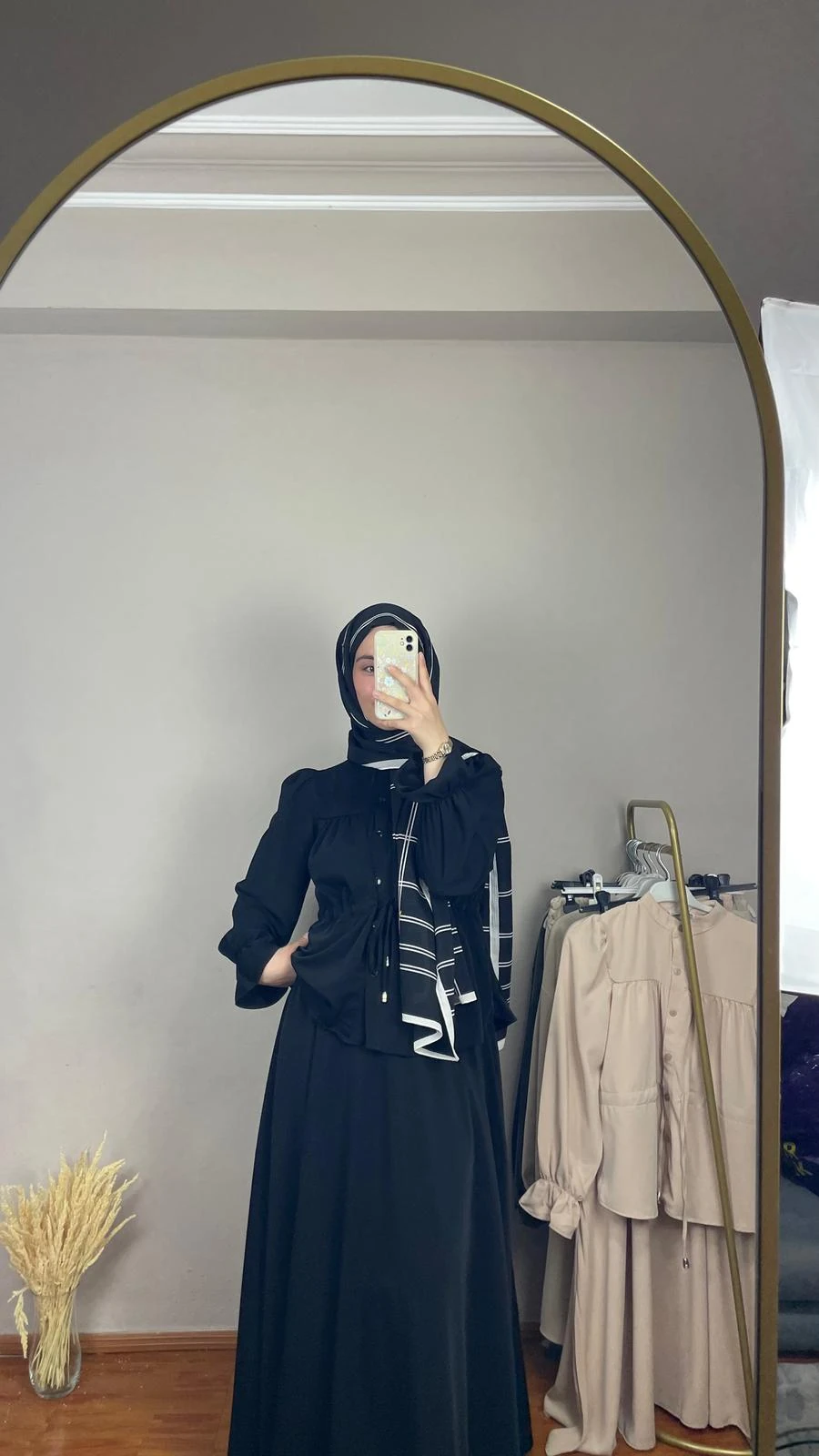 Dubai Kumaş Etekli Takım Siyah Renk