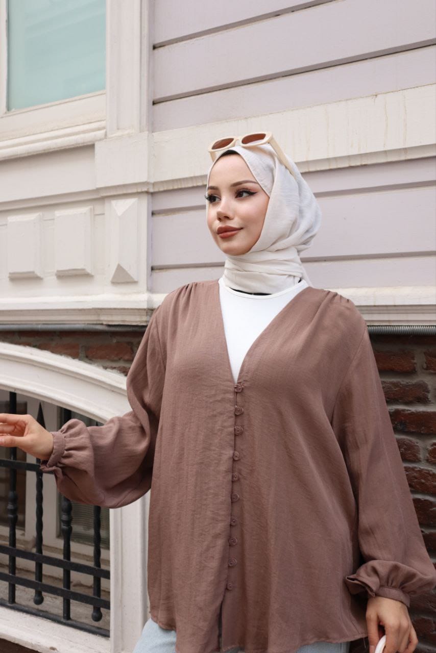 Kahverengi Rahat Form Gömlek