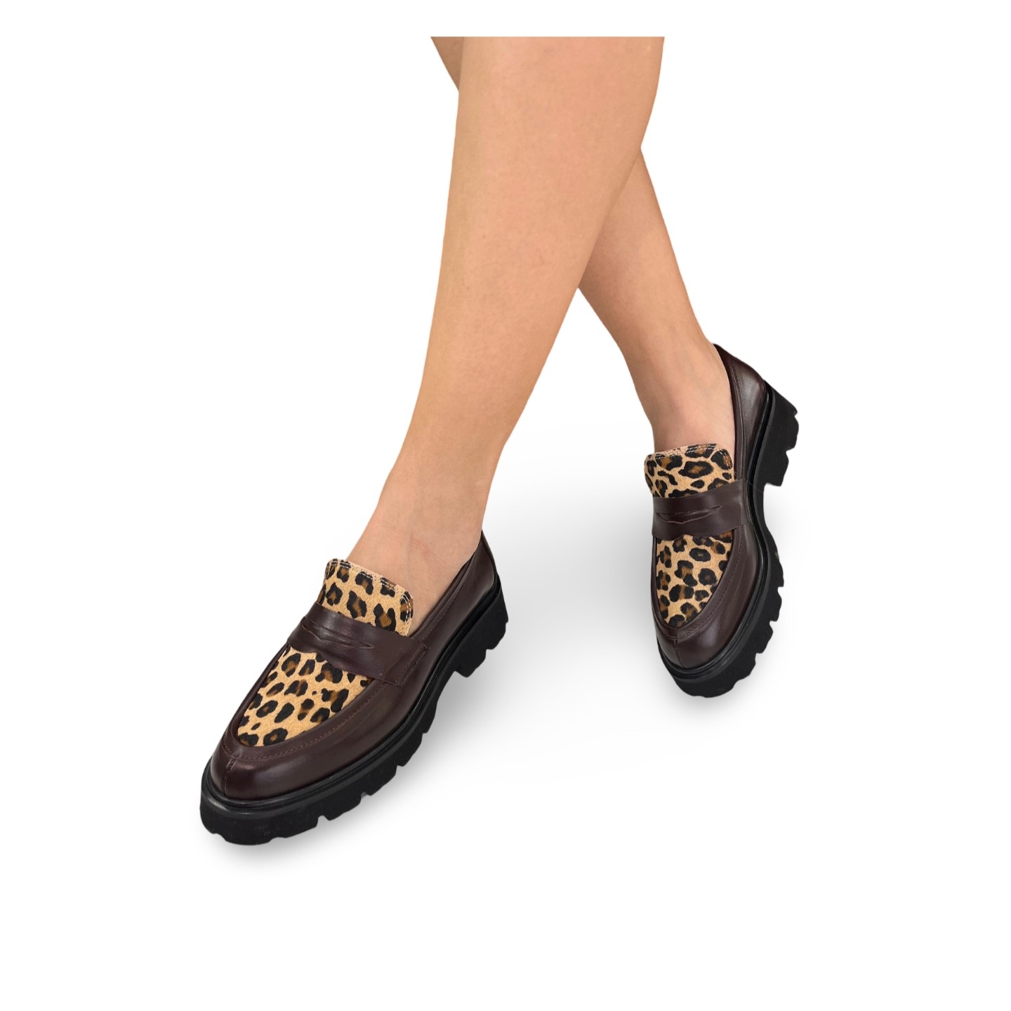   loafer leopar - Kahverengi