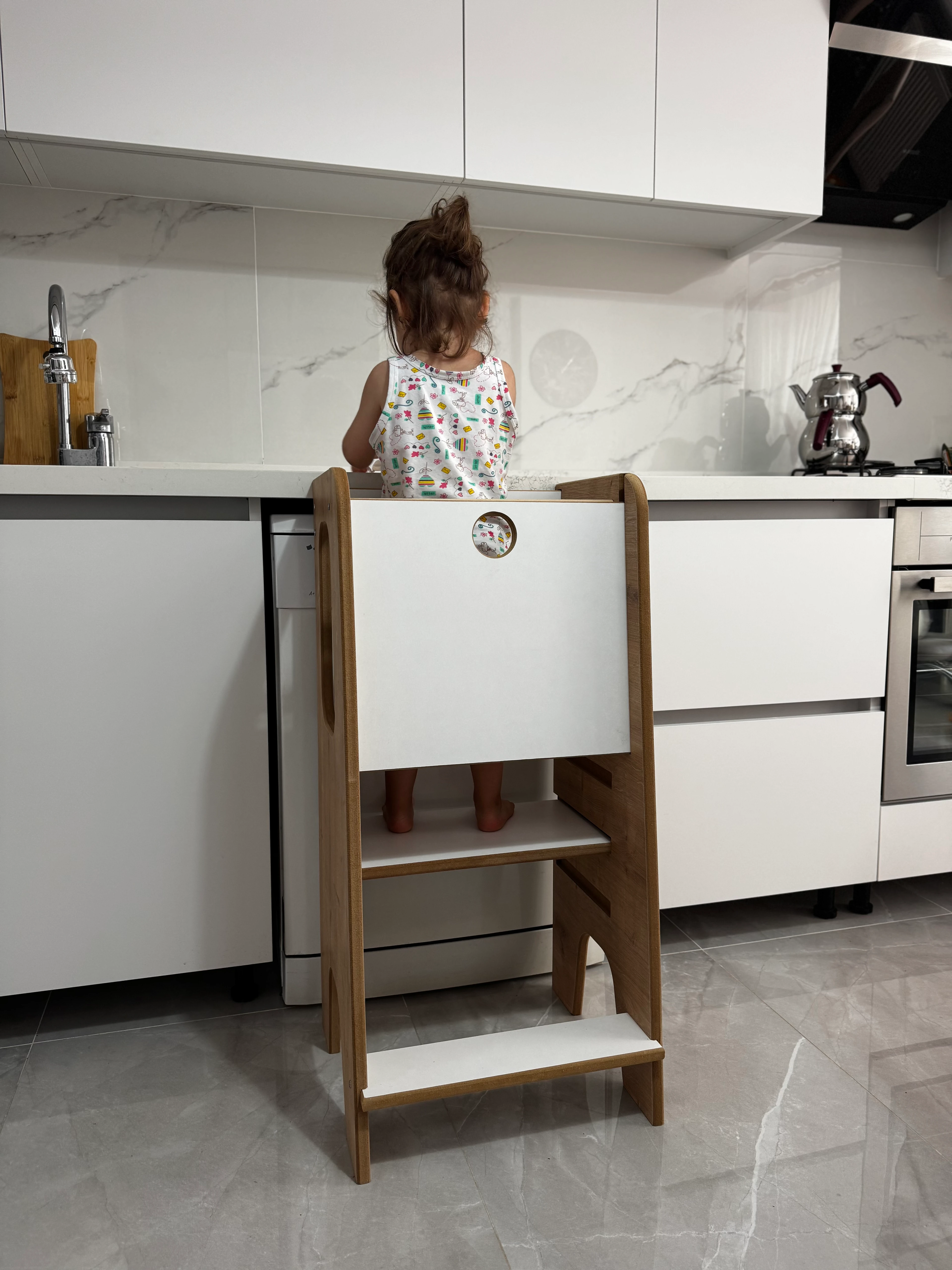 Çıkarılabilir Güvenlik Panelli Öğrenme Kulesi - Safir Meşe