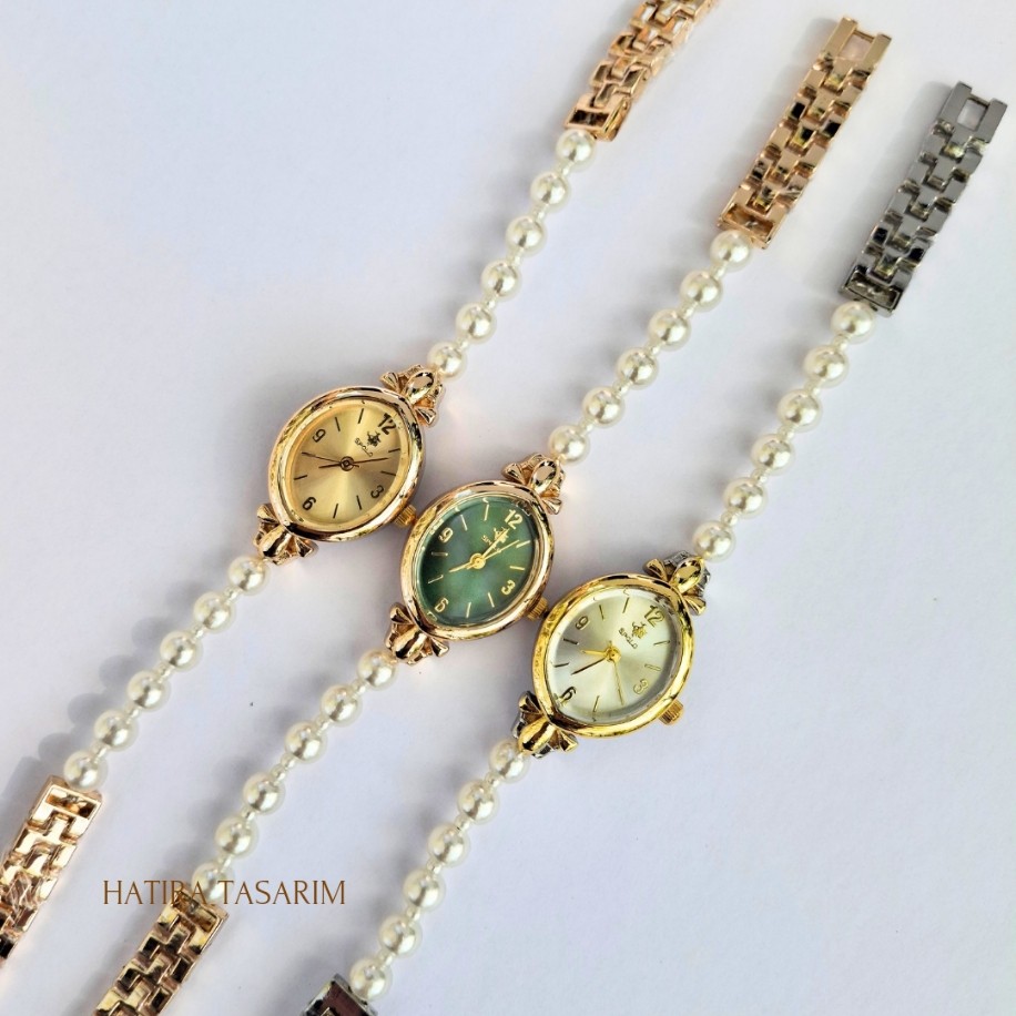 Perle – İnci Detaylı Vintage Kadın Saat