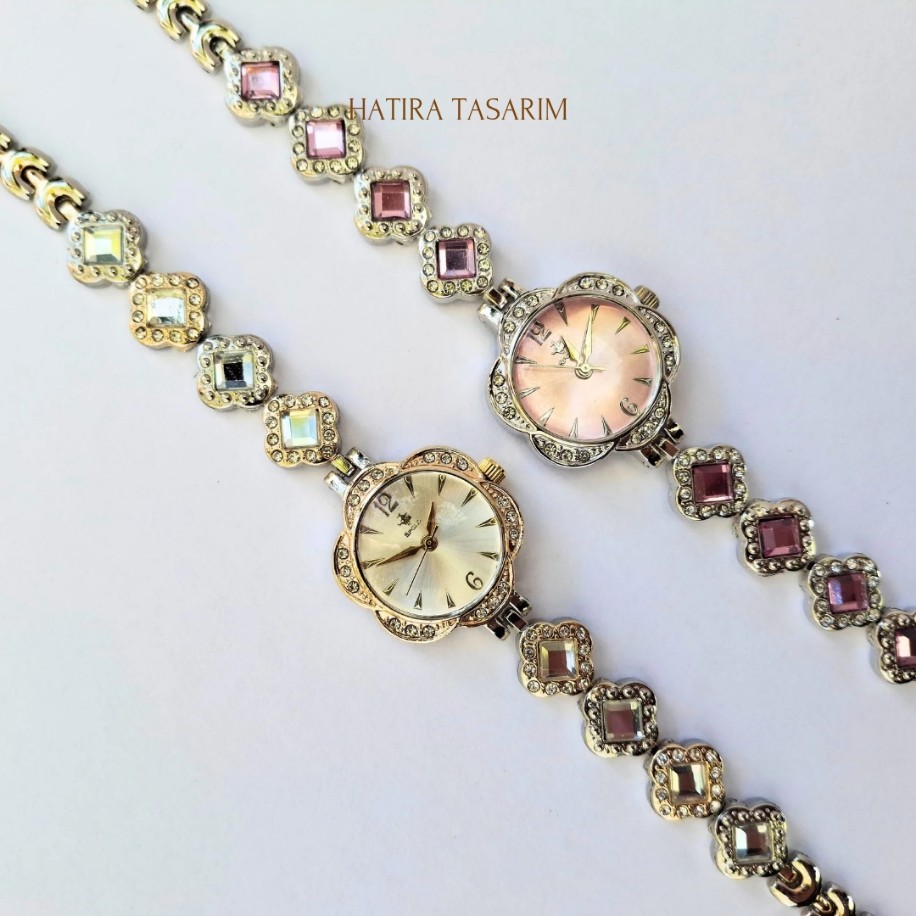 Amour Kadın Kol Saati | Taşlı Vintage Şık Saat | Hatıra Tasarım