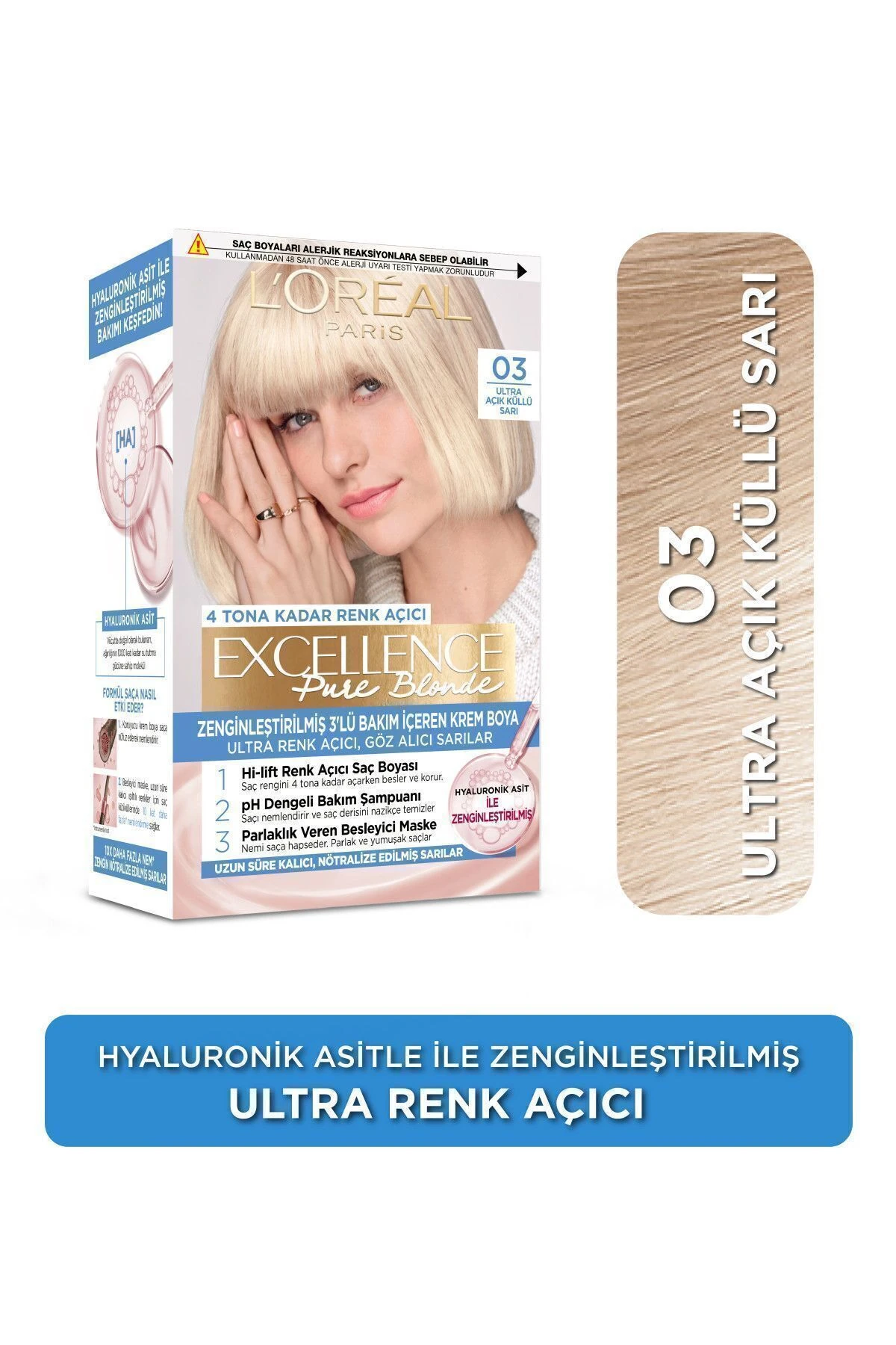 Excellence Creme Saç Boyası - 03 Ultra Açık Küllü Sarı