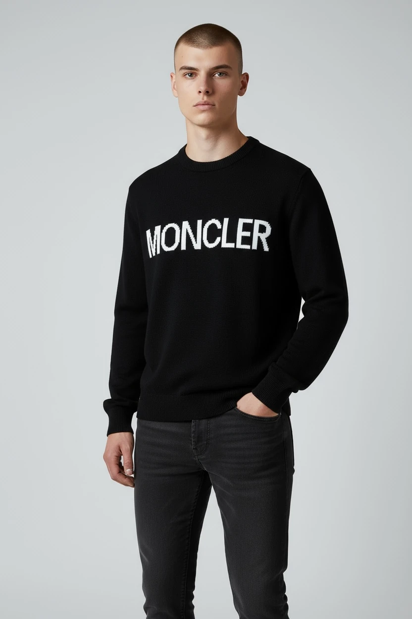 BEYAZ YAZILI SİYAH ERKEK TRİKO KAZAK