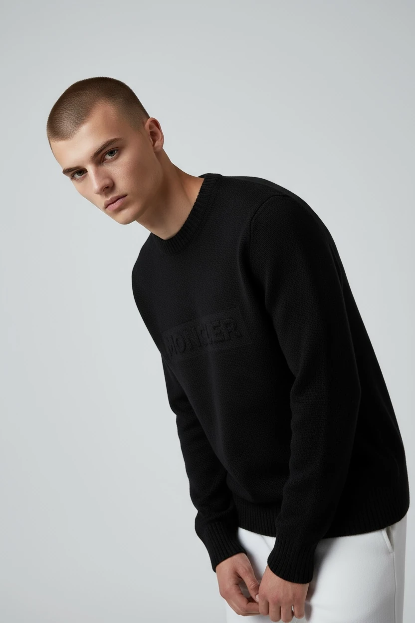 SİYAH MONCHLER KABARTMA DESEN ERKEK TRİKO