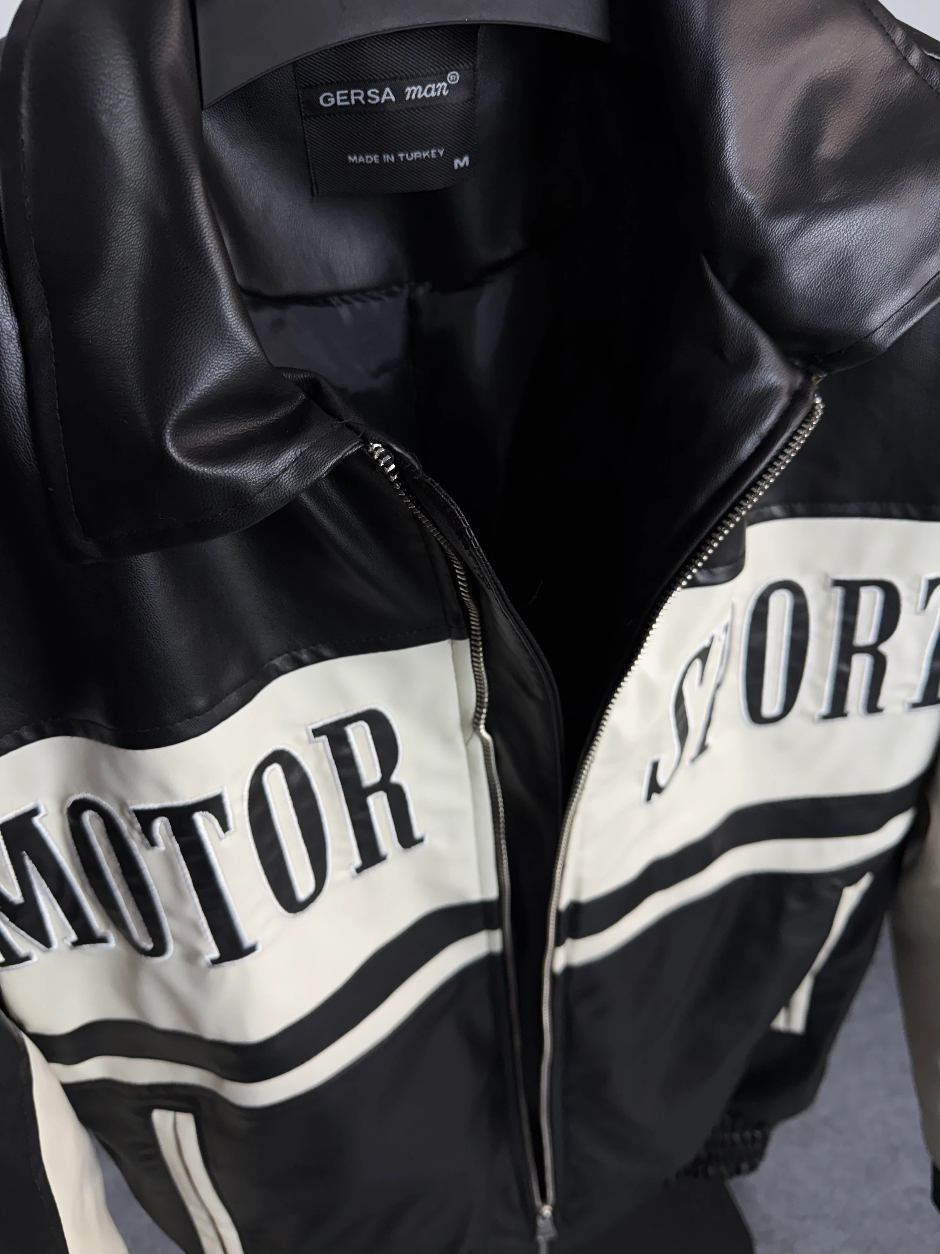 Motor Sport İçi Kapitone Dolum Deri Mont