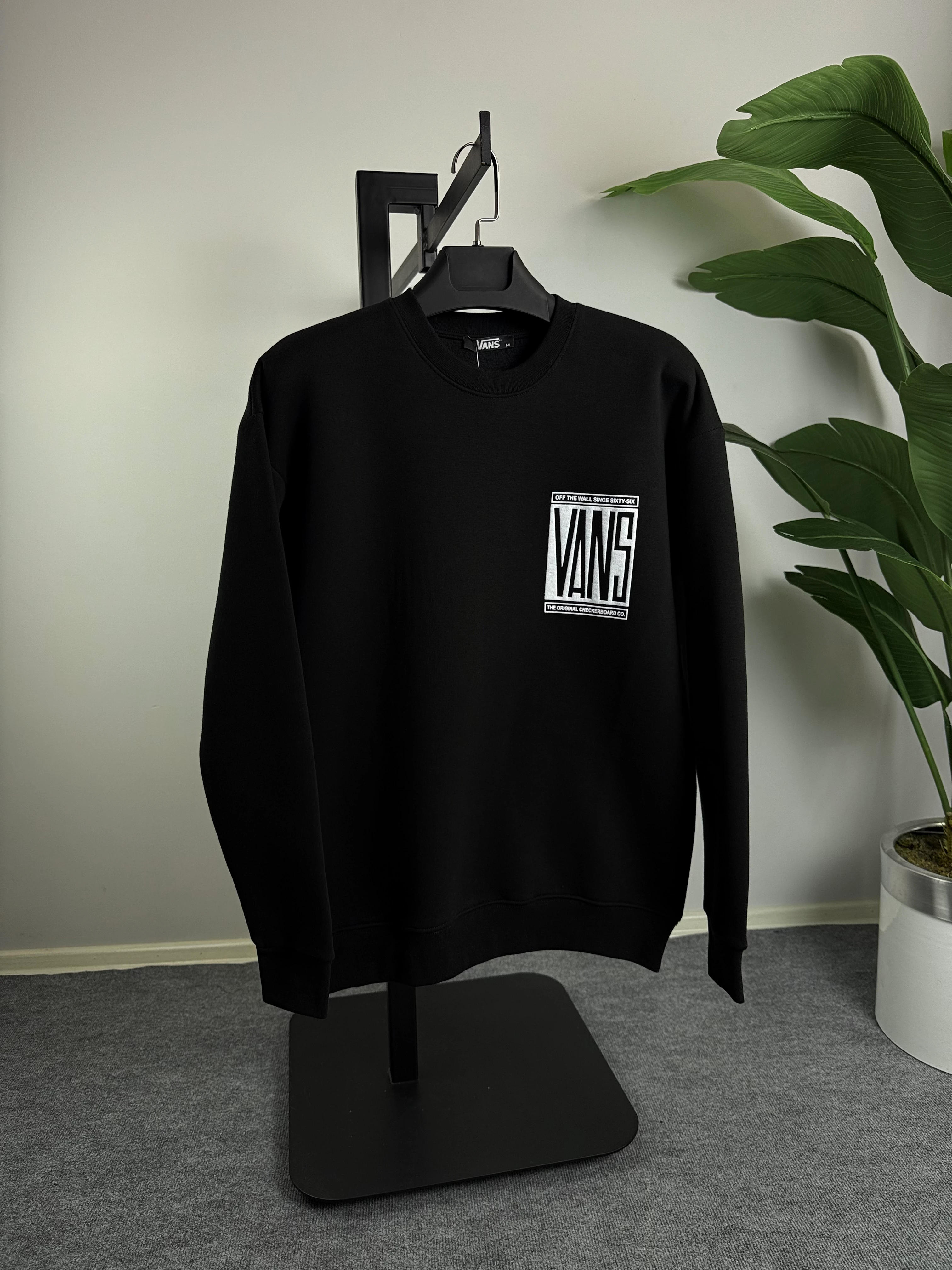 VNS Sweat Siyah Renk Ön Arka Baskı Detay Üçiplik Şardonlu