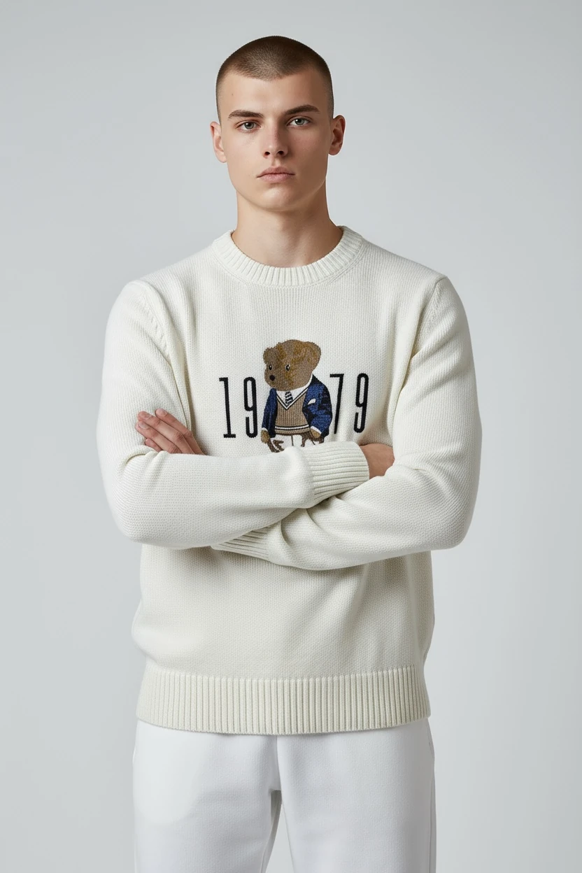 POLO BEAR DESENLİ ERKEK TRİKO KAZAK
