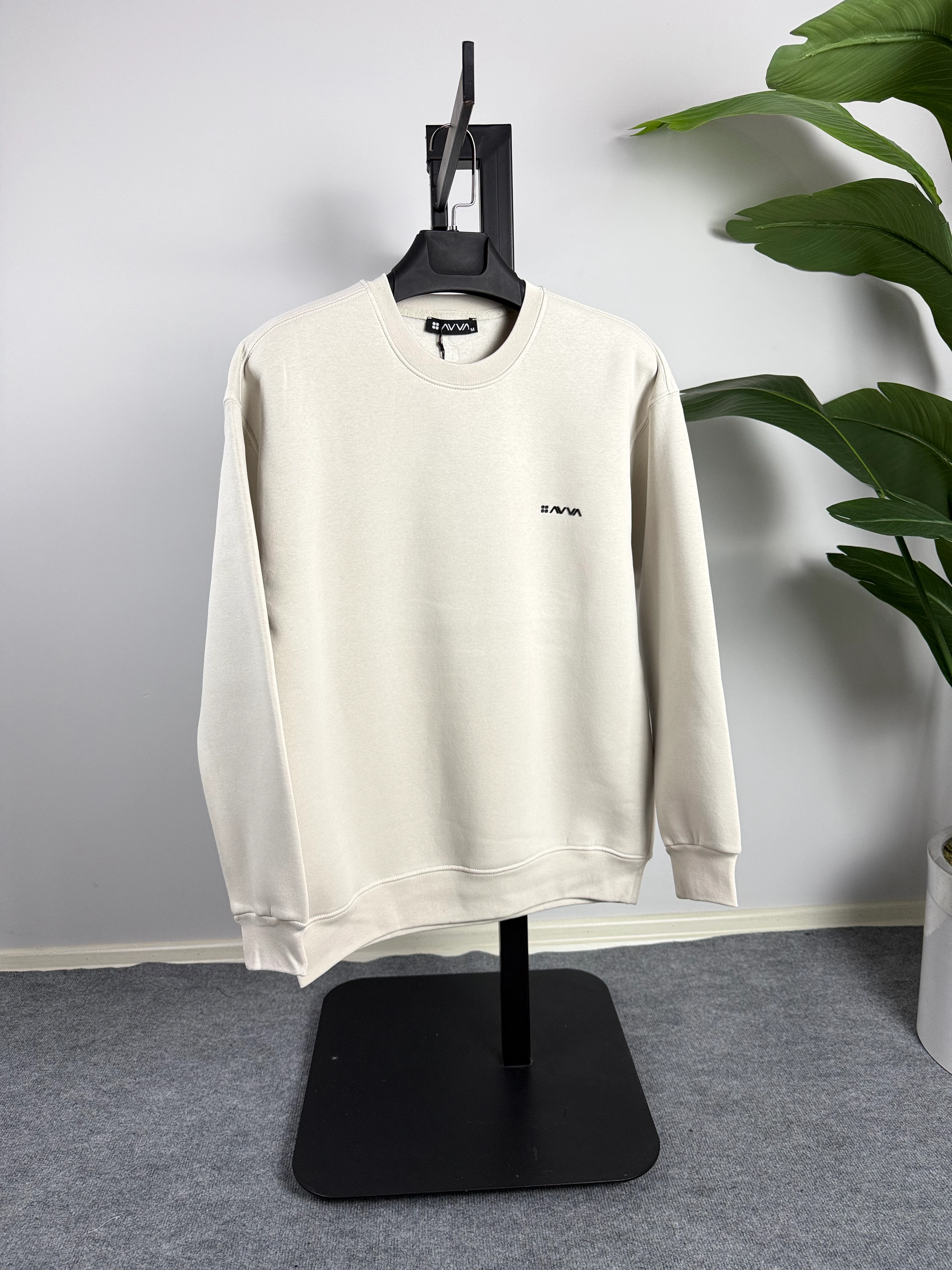 AVV Enjeksiyon Baskı Oversize Sweat Üçiplik Şardonlu Bej Renk