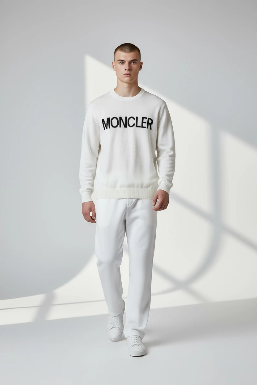 SİYAH YAZILI BEYAZ ERKEK TRİKO KAZAK