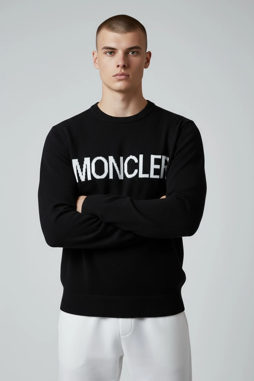 BEYAZ YAZILI SİYAH ERKEK TRİKO KAZAK