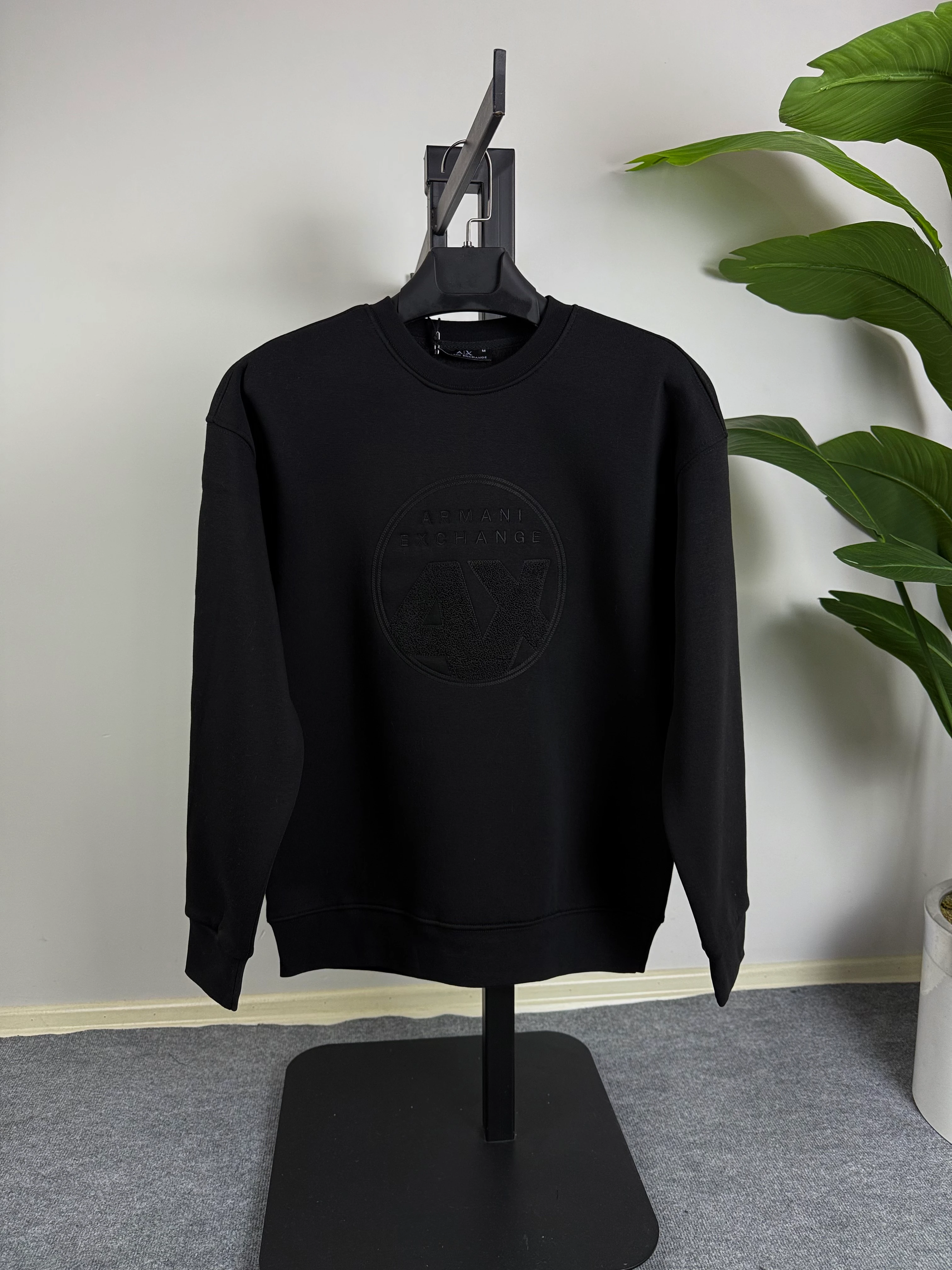 AX Enjeksiyon Baskı Oversize Sweat Üçiplik Şardonlu Siyah Renk