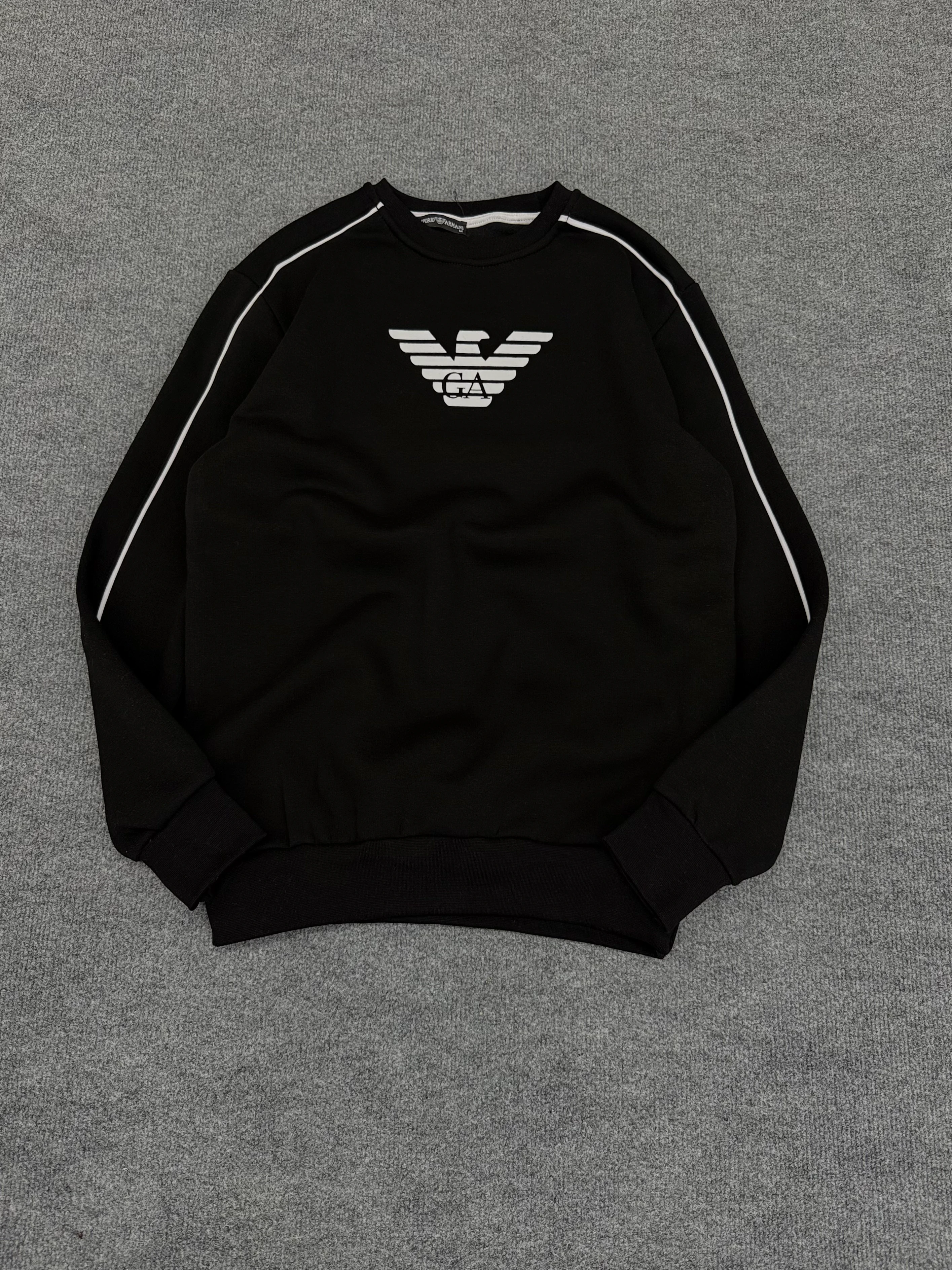 AR Siyah Erkek Sweat Üçiplik Şardonlu