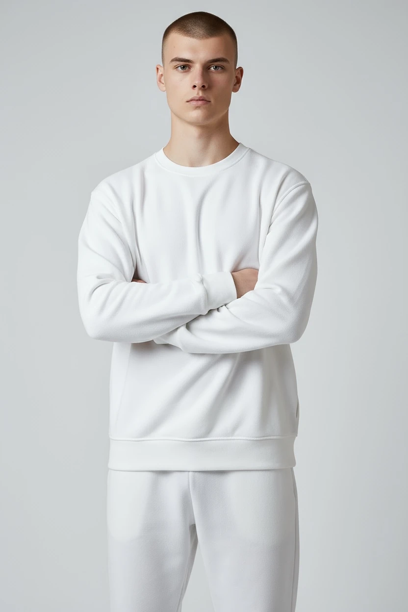 BEYAZ BASIC ÜÇİPLİK ŞARDONLU SWEAT