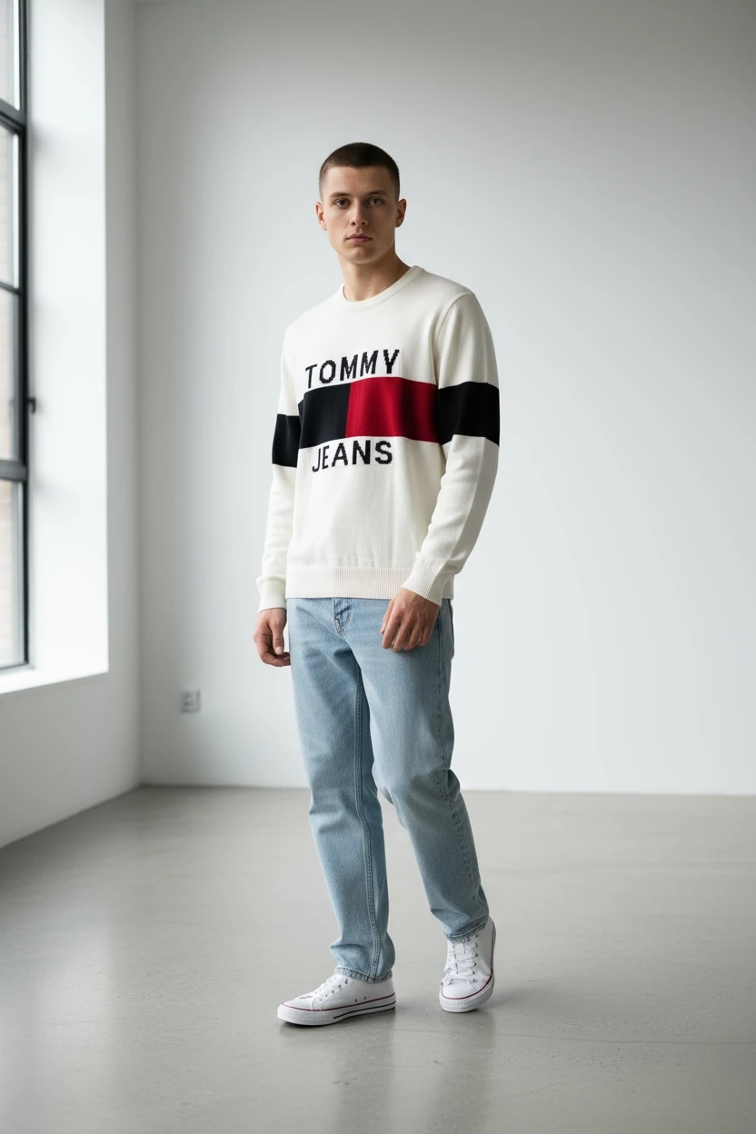 Parçalı TJ Erkek Triko Kazak