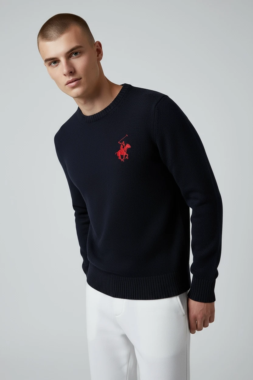 POL DESEN NAKIŞ İŞLEME ERKEK TRİKO KAZAK