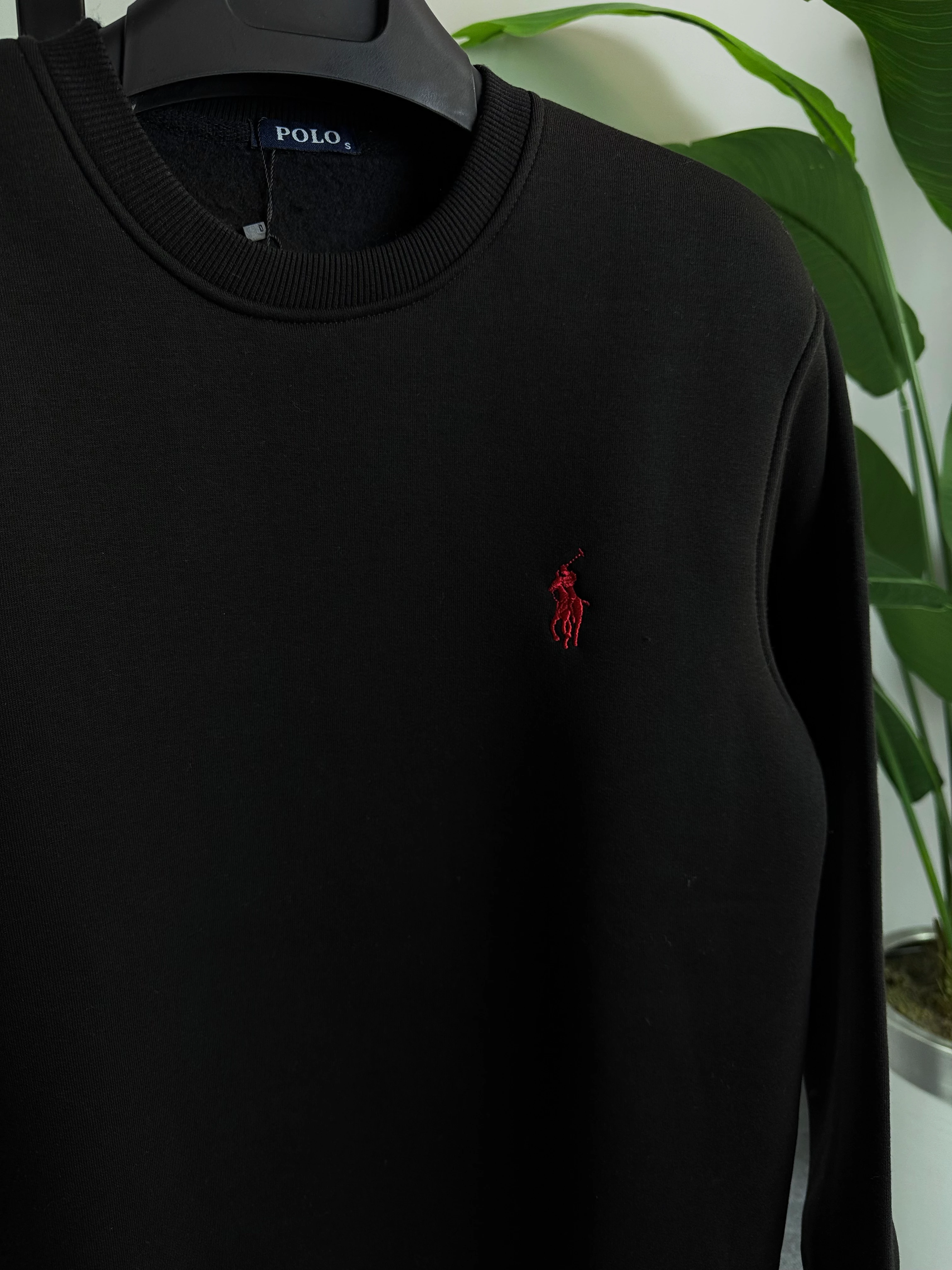 PL Nakışlı Siyah Üçiplik Şardonlu Erkek Sweat