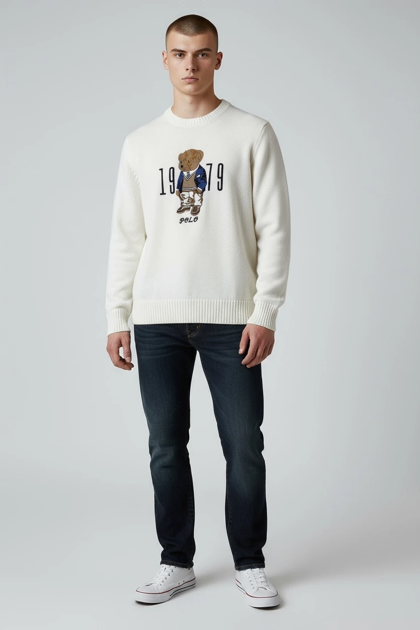 POLO BEAR DESENLİ ERKEK TRİKO KAZAK