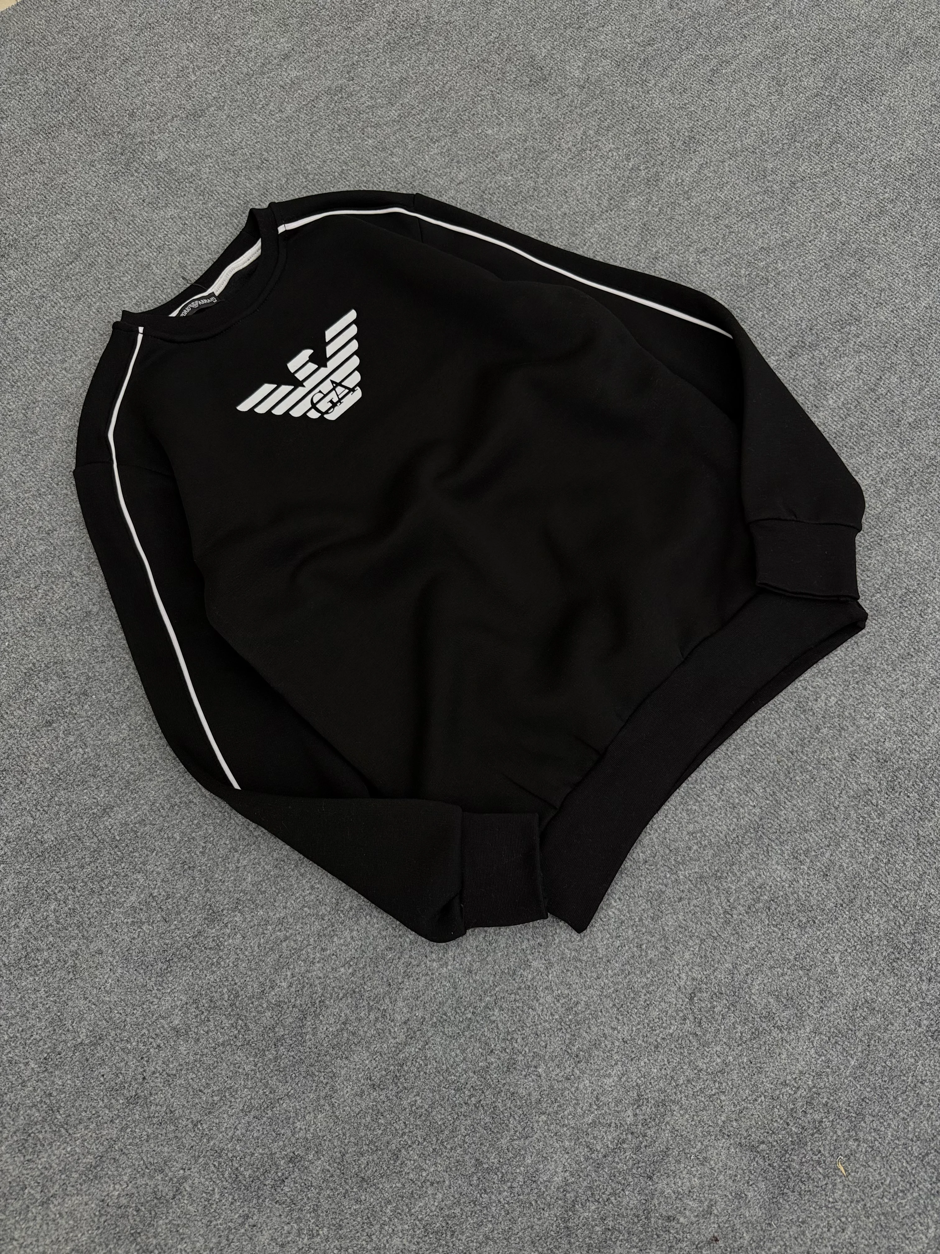 AR Siyah Erkek Sweat Üçiplik Şardonlu